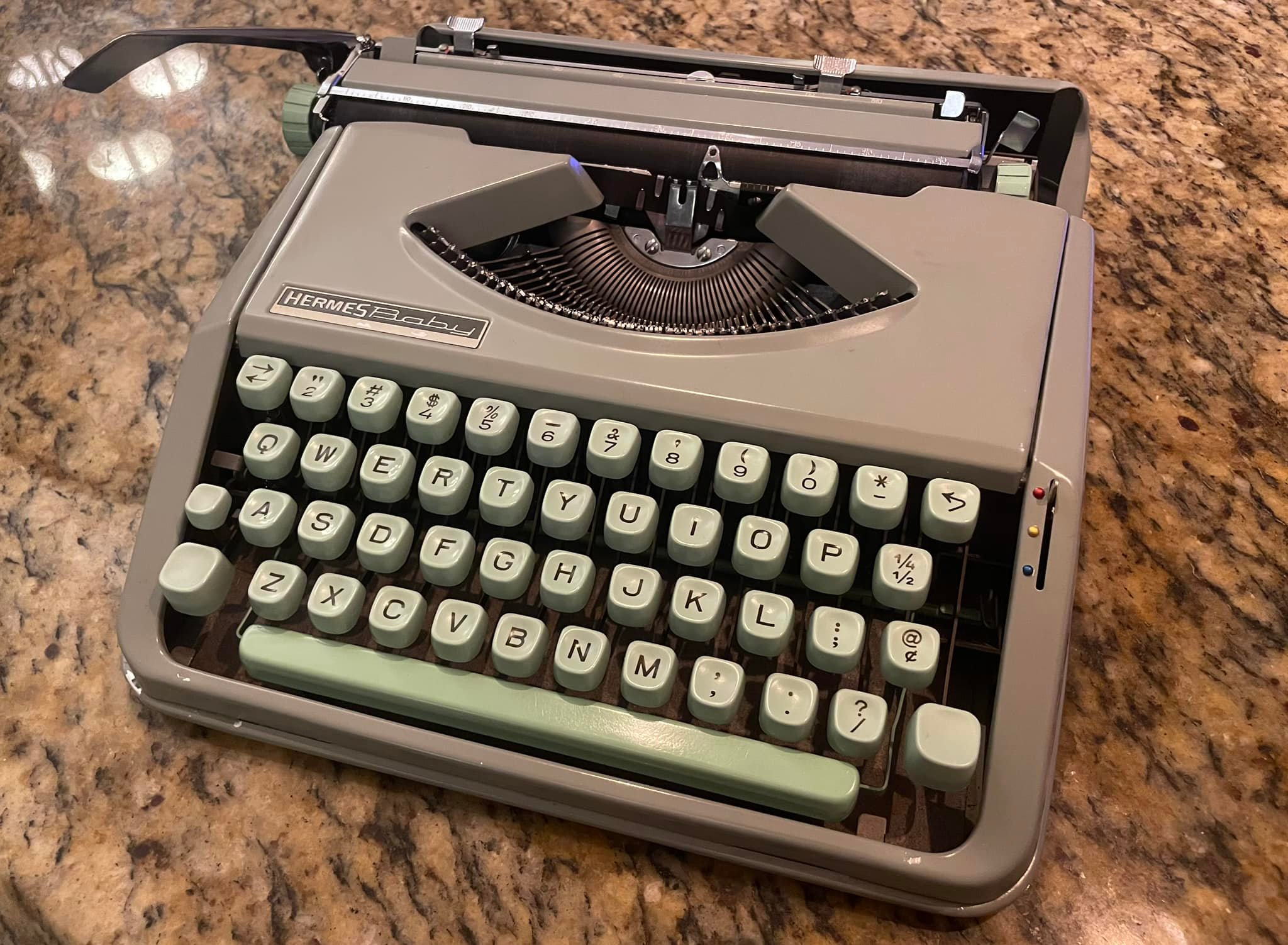 1965 Hermes baby typewriter in seafoam mint color