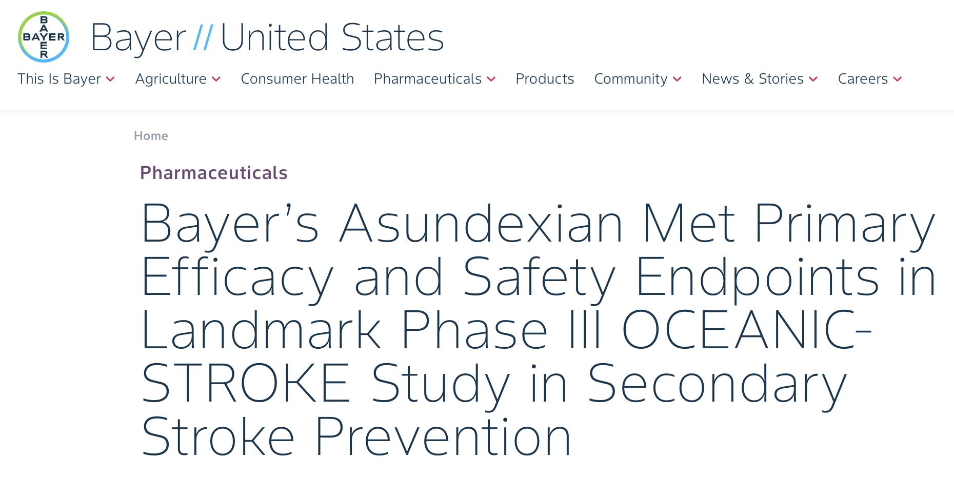 不專業學術閒聊 - Bayer 最近公布其抗凝血新藥 asundexian (Factor XIa 抑制劑) 預防缺血性中風(Ischemic ...