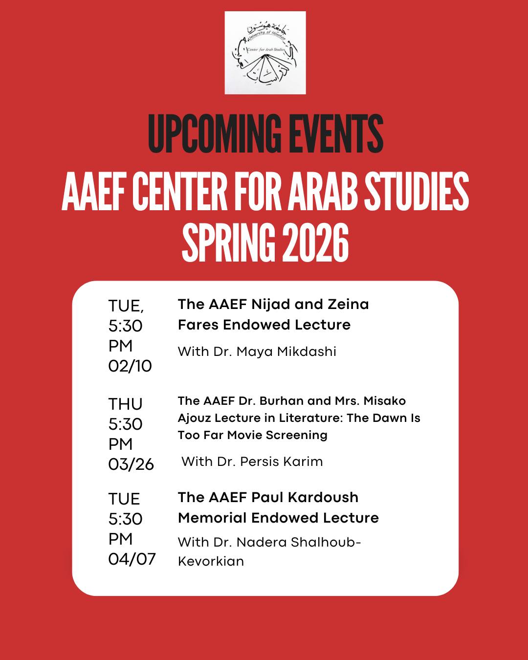Arab-American - Dear CAS Community Members, Please save these dates for ...