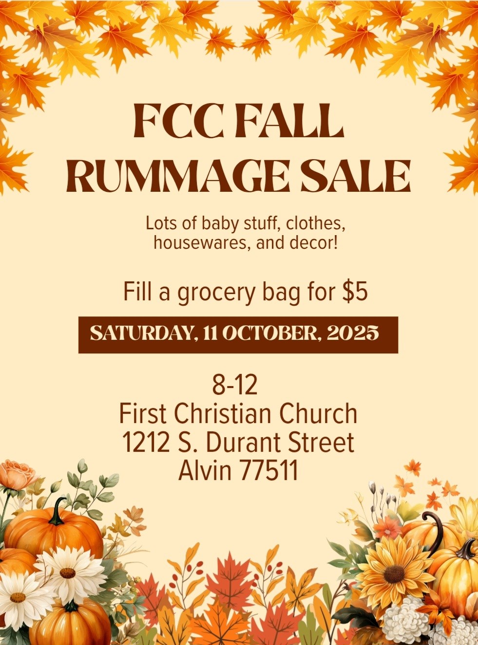 First Christian Church Fall Rummage Sale