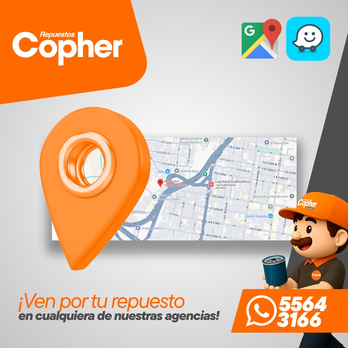 ¡Llega fácil con Google Maps o Waze! 🗺️... - Repuestos Copher | Facebook