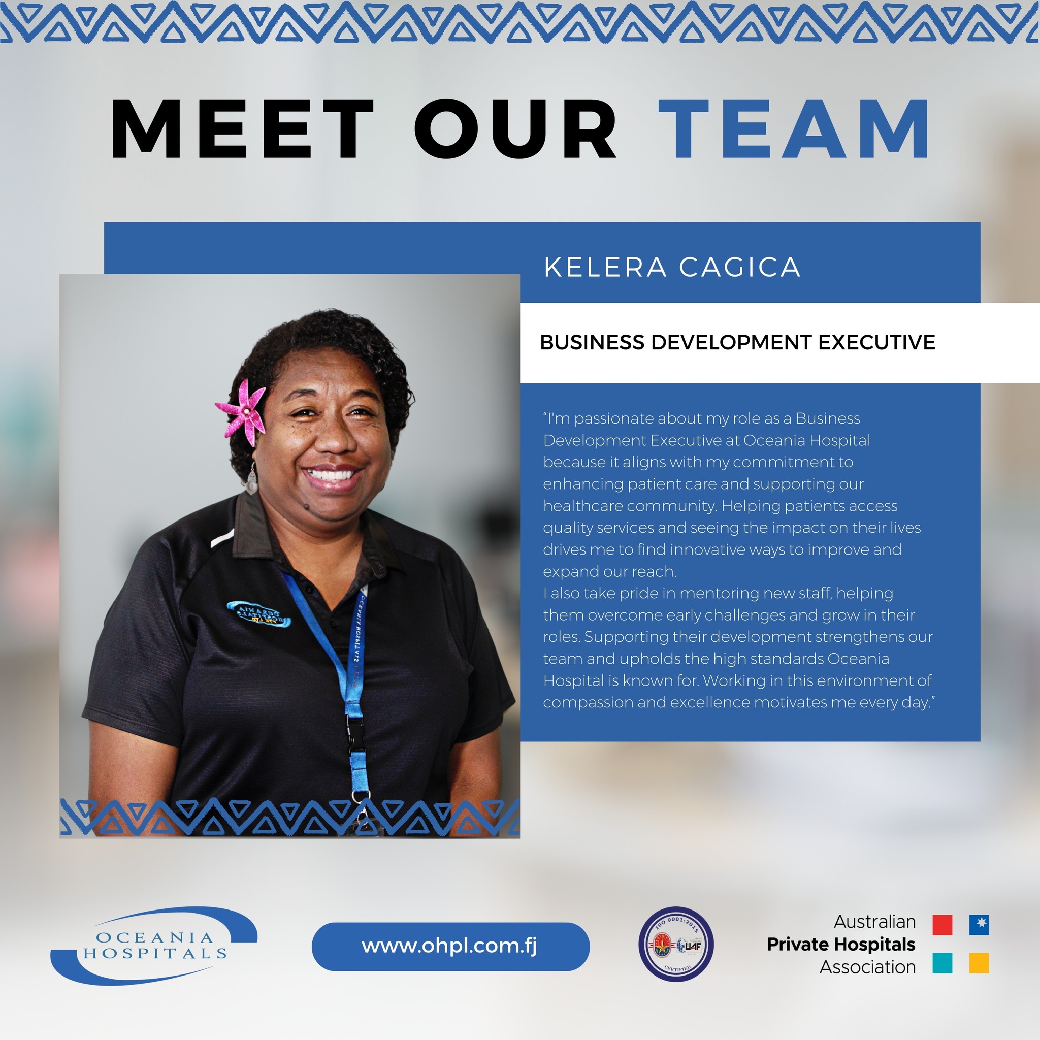 Oceania - Meet Our Team! Kelera Cagica - Business Development Executive ...