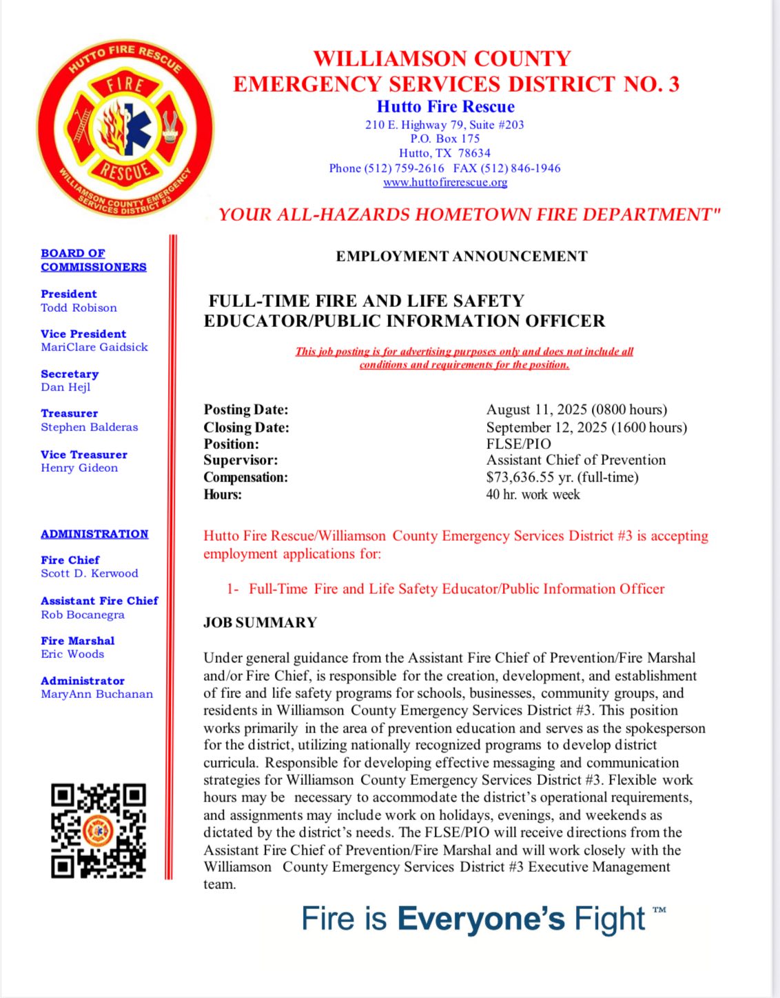 🚨 We’re Hiring! 🚨 Hutto Fire Rescue is... - Hutto Fire Rescue | Facebook
