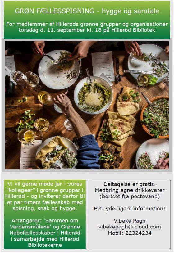 Danmarks - Grøn fællesspisning - hygge og samtale Dato og tid Torsdag d ...