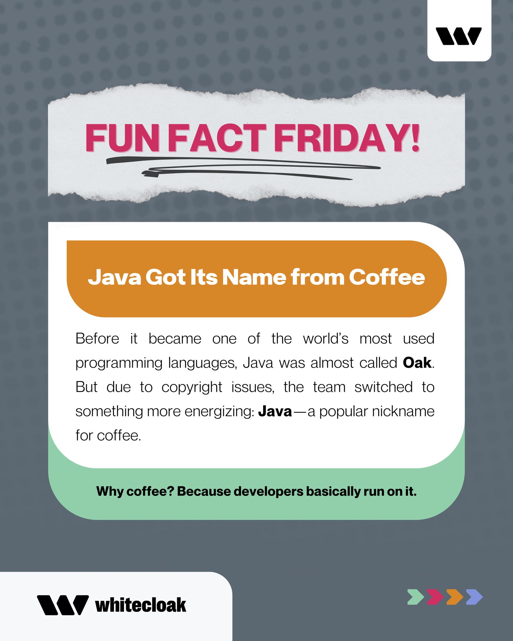 White - 🤓Fun Fact Friday is here! Did you know Java was almost named ...