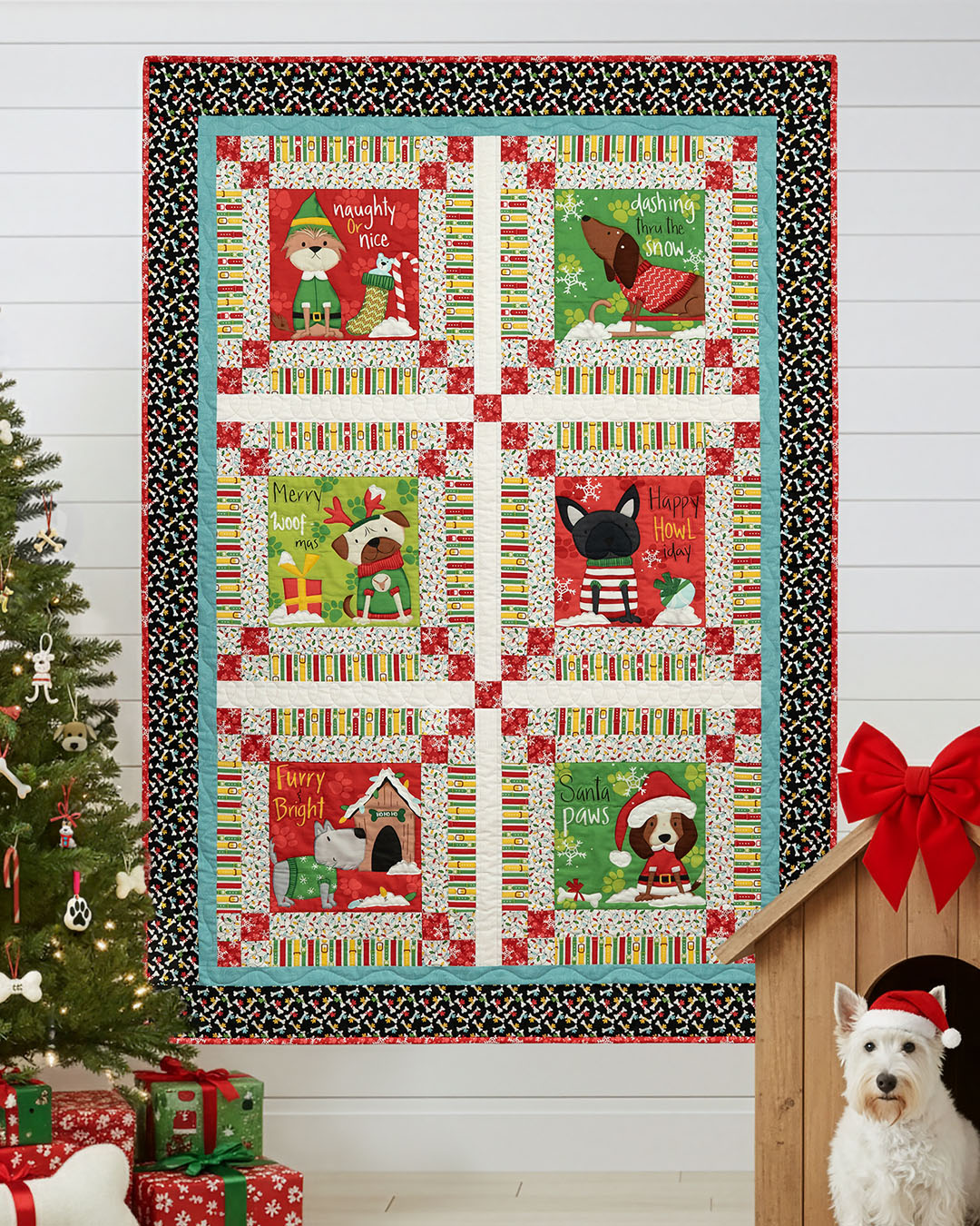 Kit Complet Courtepointe Noël Shabby Fabrics - Avec Tissu De Fond, Neuf
