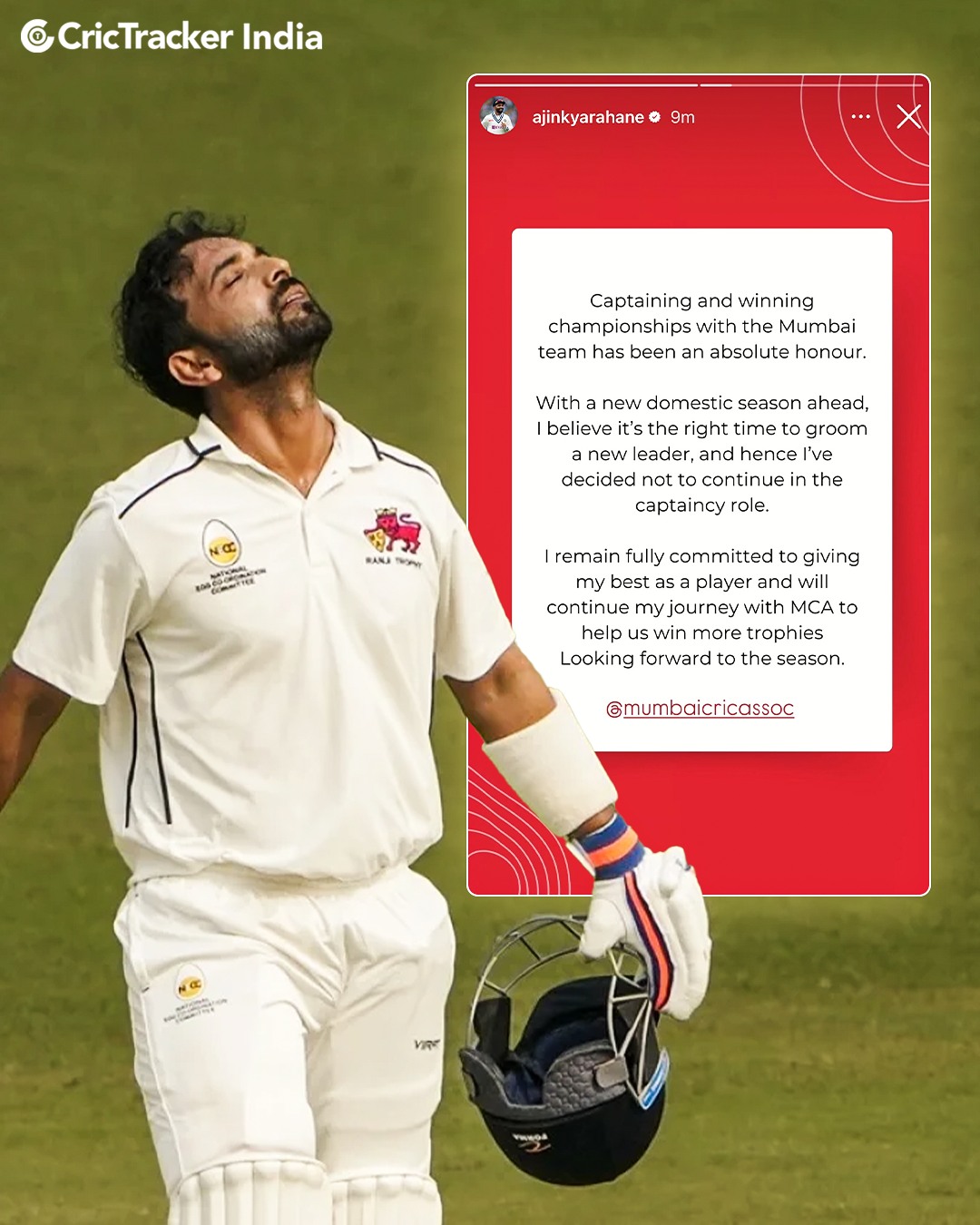 CricTracker - Ajinkya Rahane has stepped down from the... | Facebook