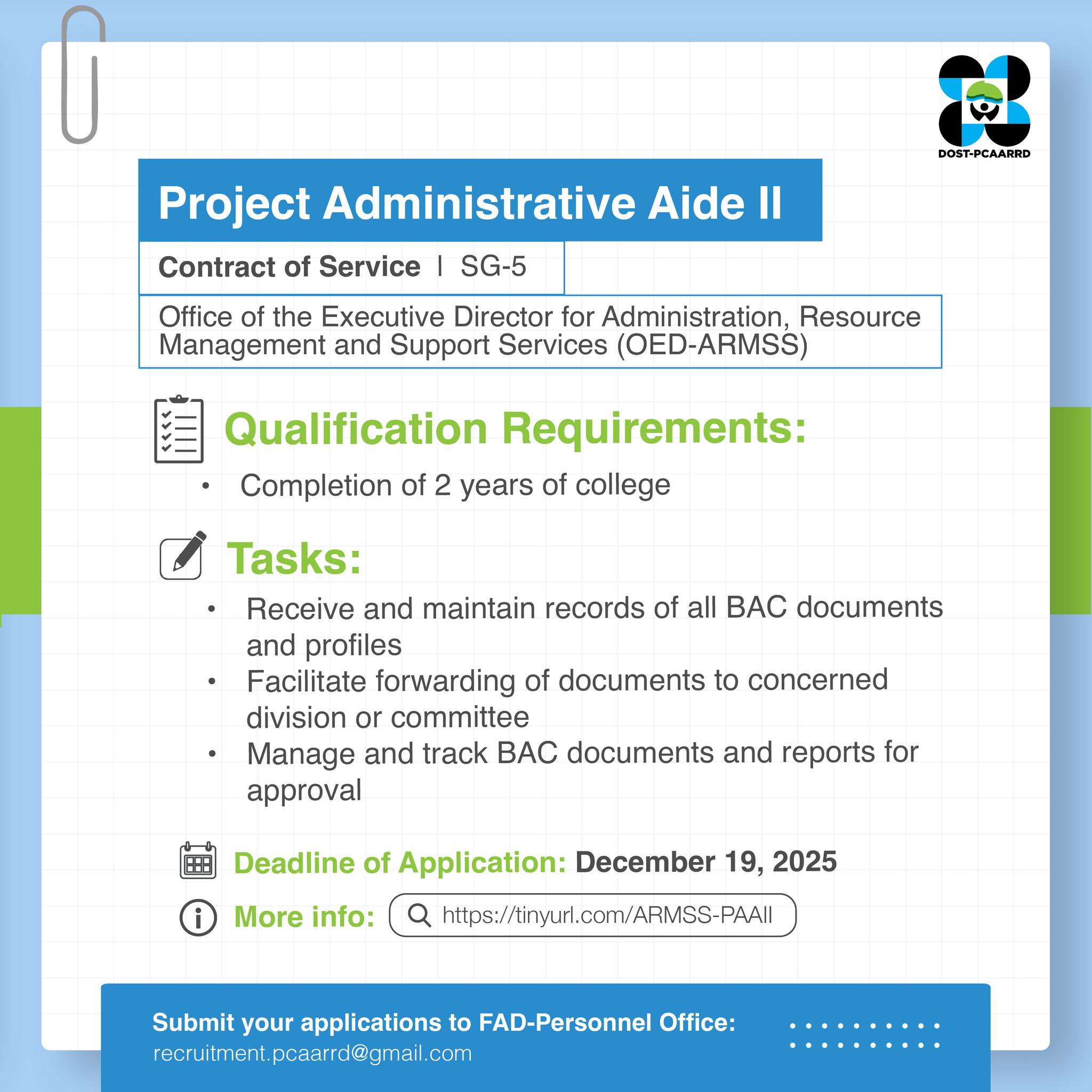 DOST - More details: https://tinyurl.com/ARMSS-PAAII | Facebook