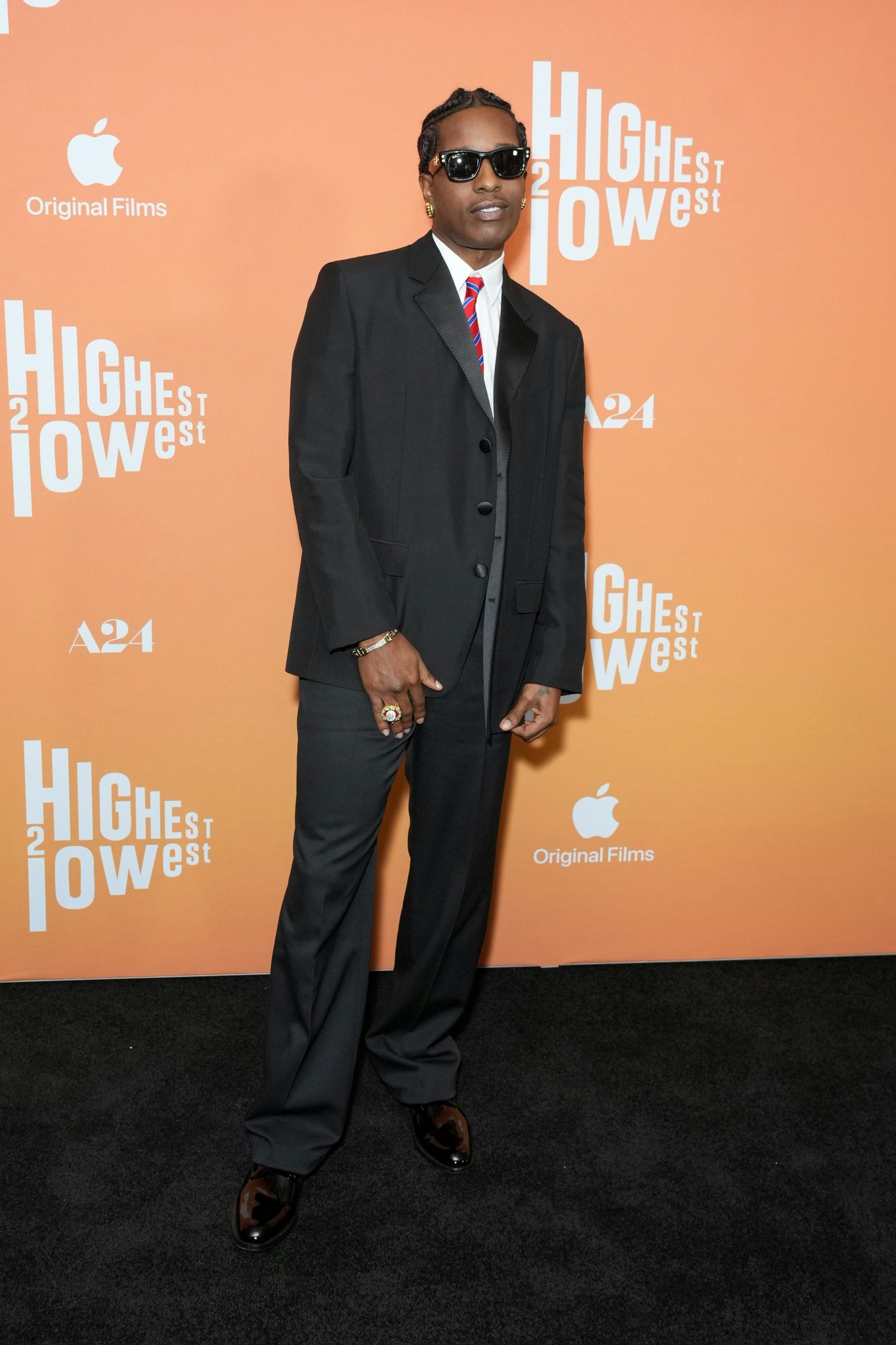 A$AP Rocky continues his penchant for flared trousers at the 