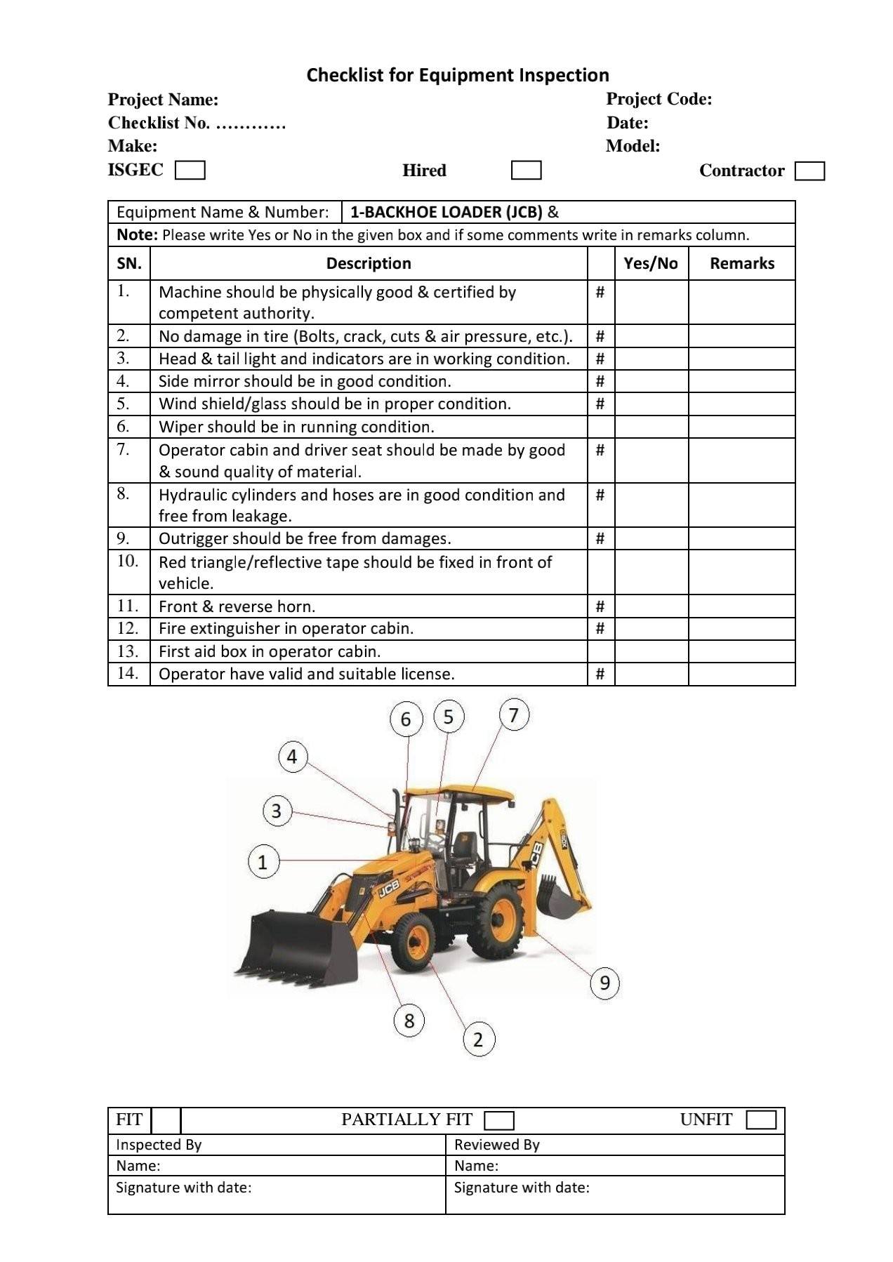 Hse Technical - Construction Equipment checklist... | Facebook