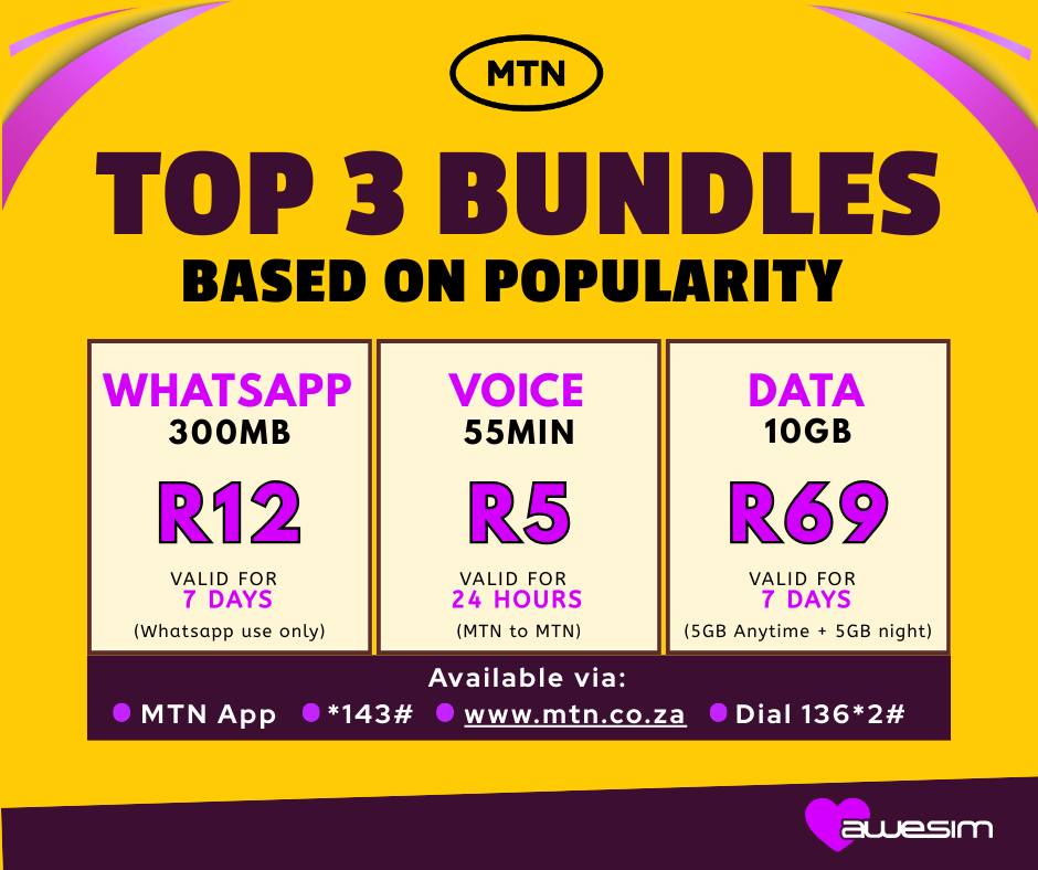 📢 TOP 3 MTN Bundles – Chosen... - Awesim Telecoms (Pty) Ltd | Facebook