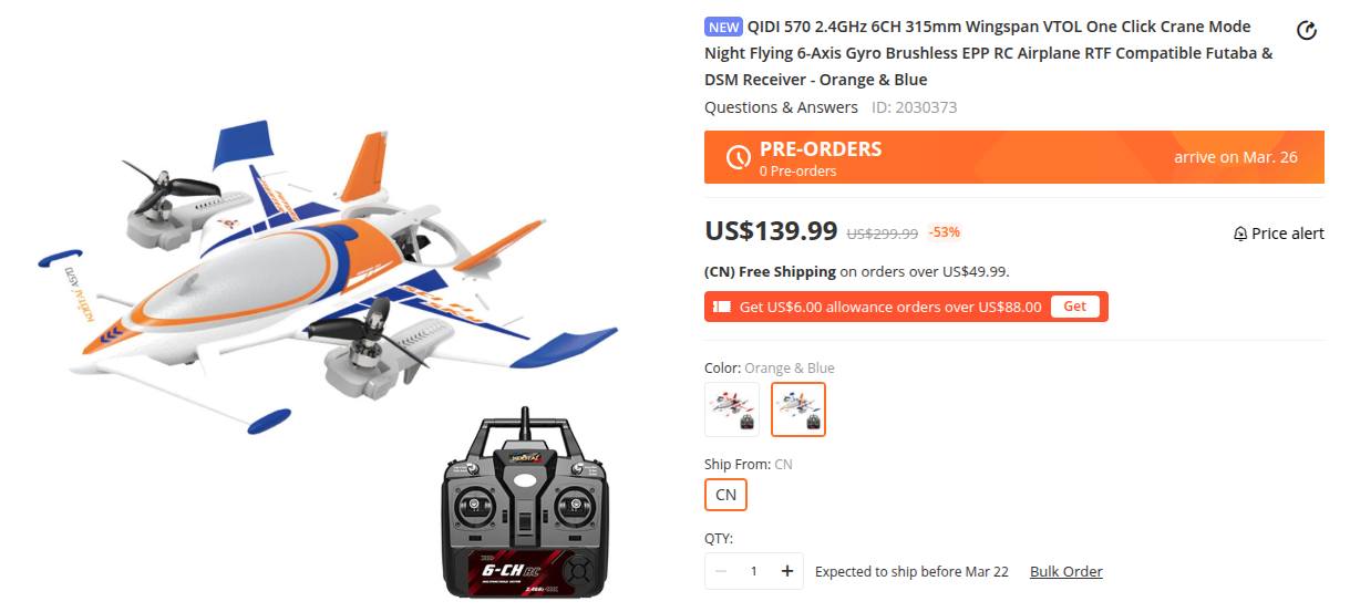 A New VTOL has arrived | QIDI 570 6CH... - Ground Control RC | Facebook