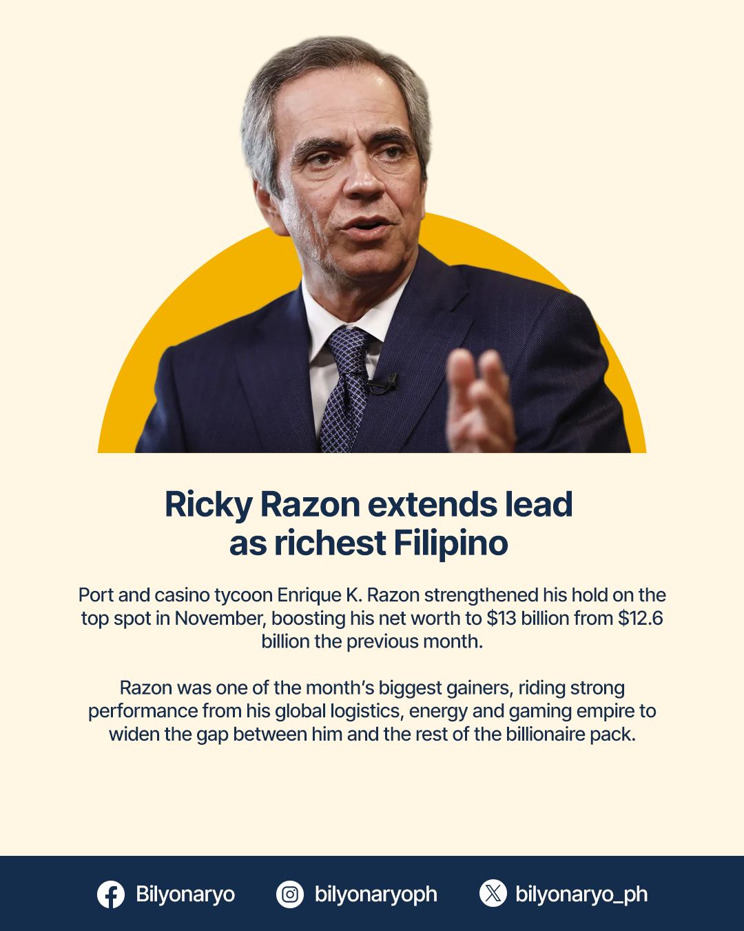 Bilyonaryo - Port and casino tycoon Enrique K. Razon... | Facebook