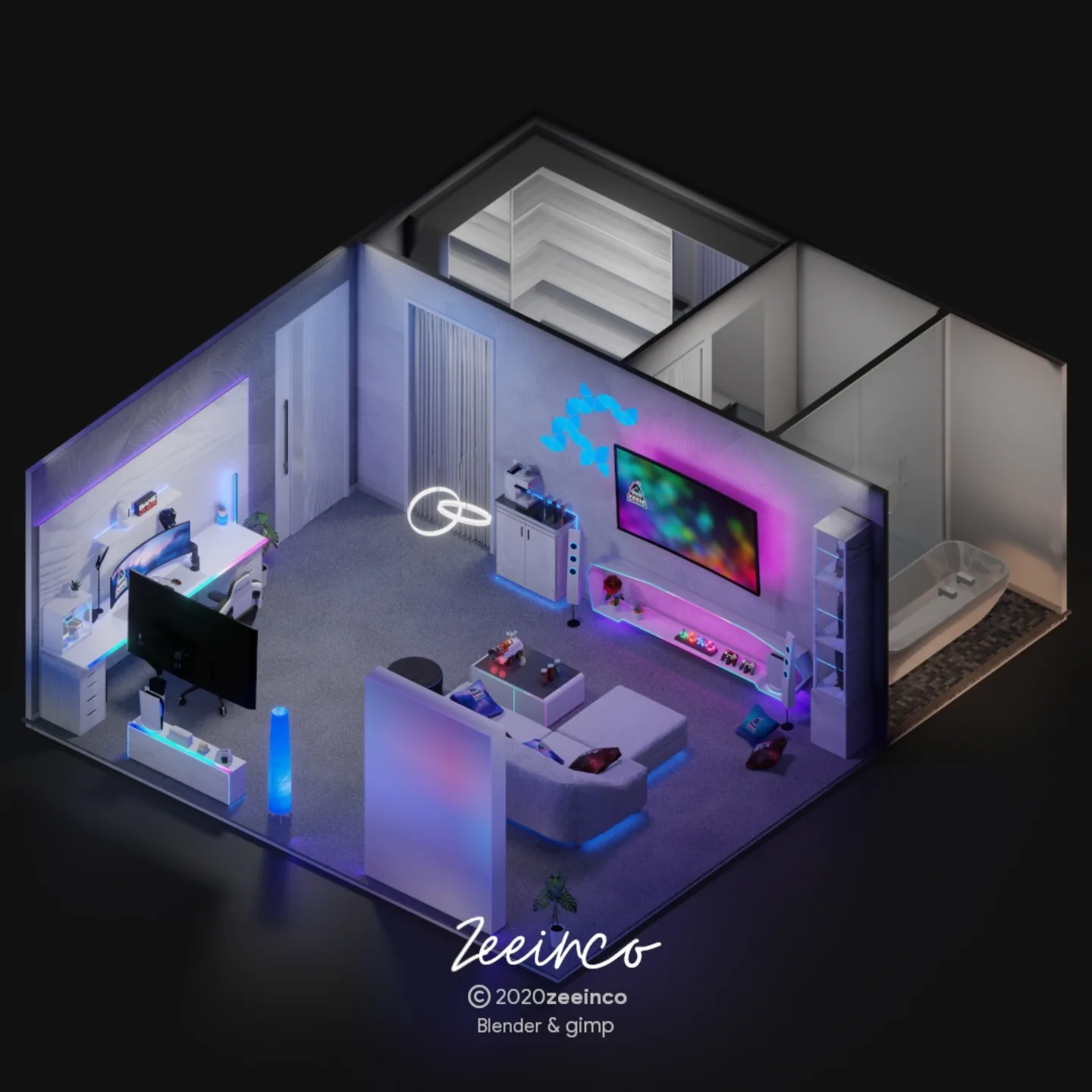 ZeeinCo Minimalist 3D Room Design