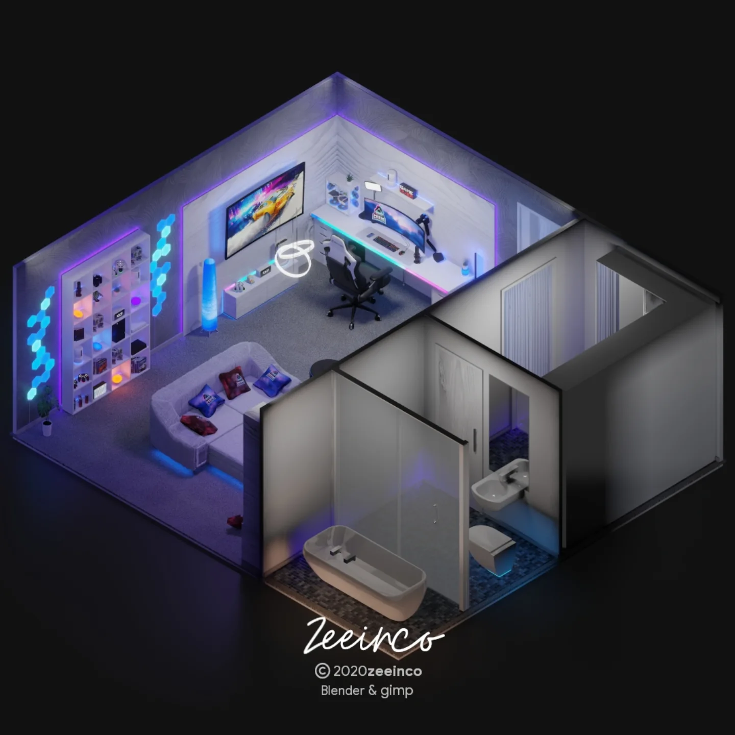 ZeeinCo Minimalist 3D Room Design
