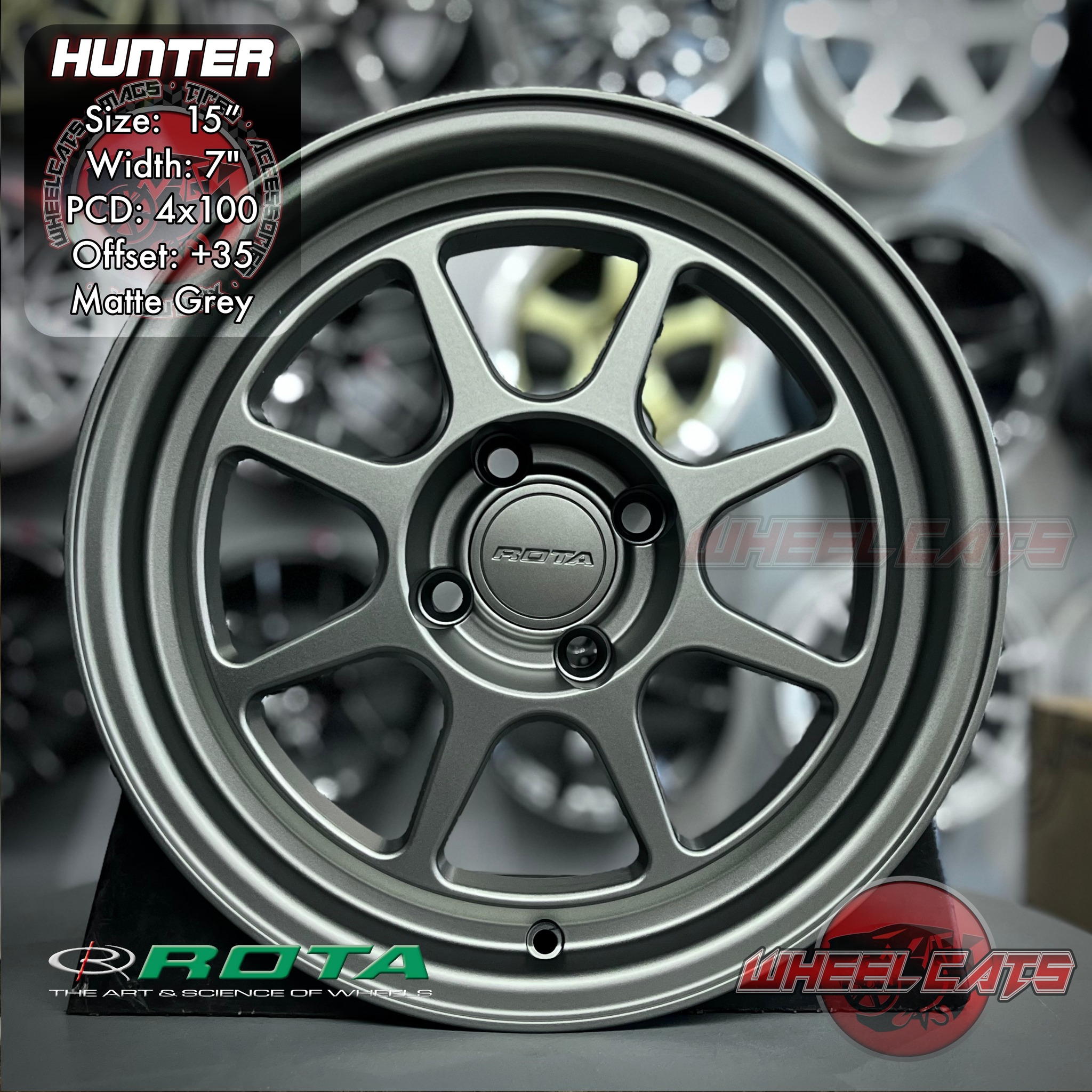 WheelCats - Just In ROTA HUNTER 15X7 in Matte Grey 🩶🩶🩶 ALL-IN PACKAGE ...