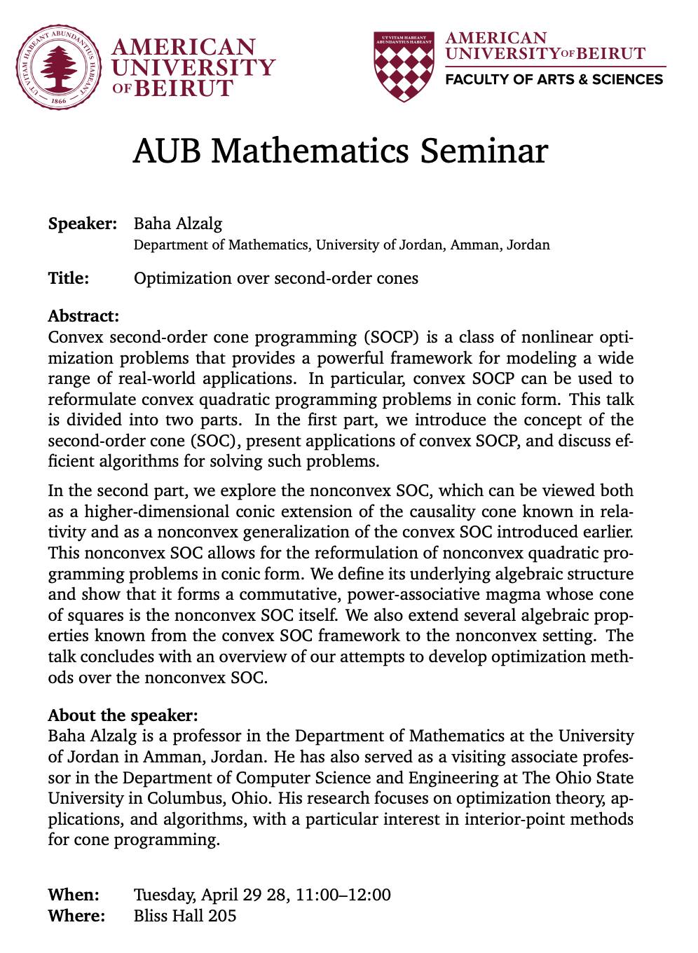 Department of Mathematics-American University of Beirut | Beirut