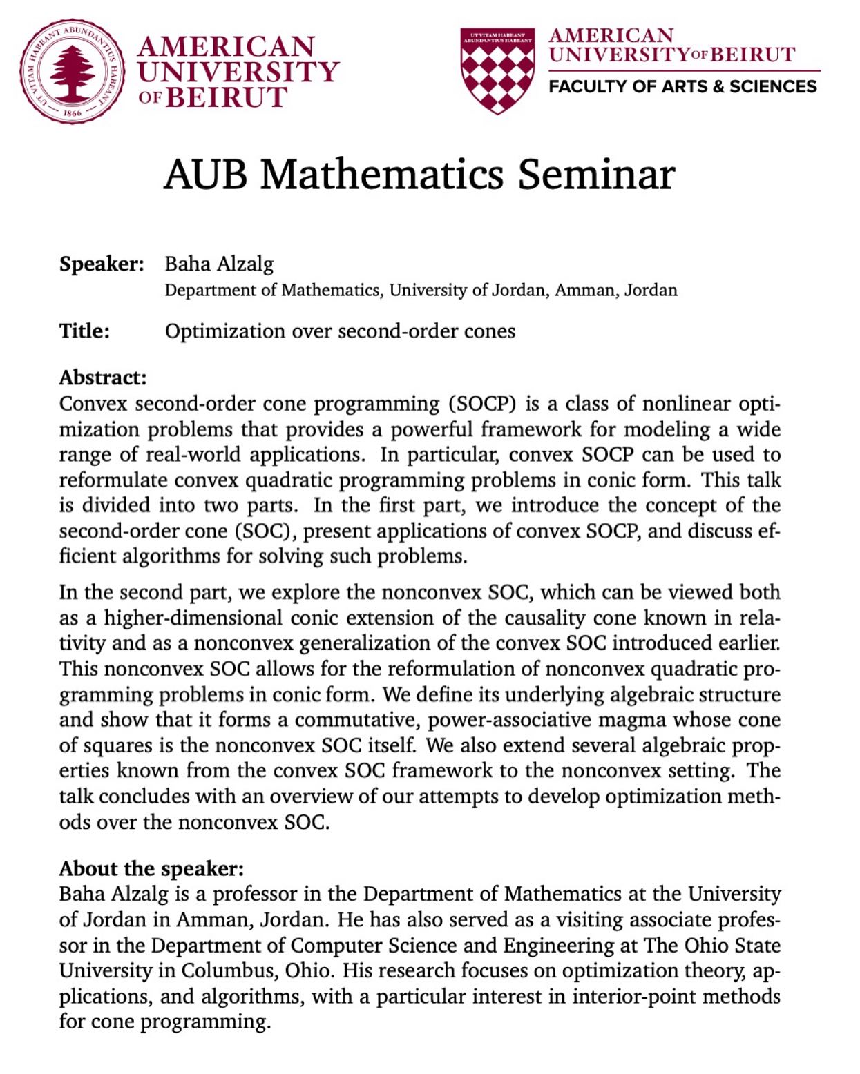 Department of Mathematics-American University of Beirut | Beirut