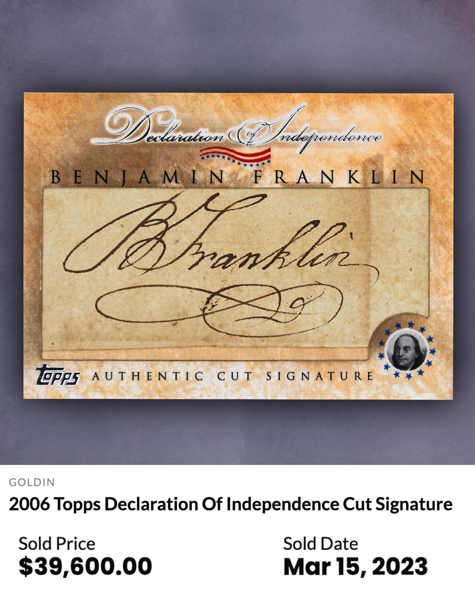 Ben Franklin's 1-of-1 autograph card 🇺🇸🔥