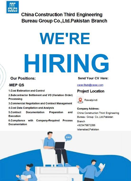 CSCEC Pakistan - #hiringMEP QS 1.Cost Estimation and... | Facebook