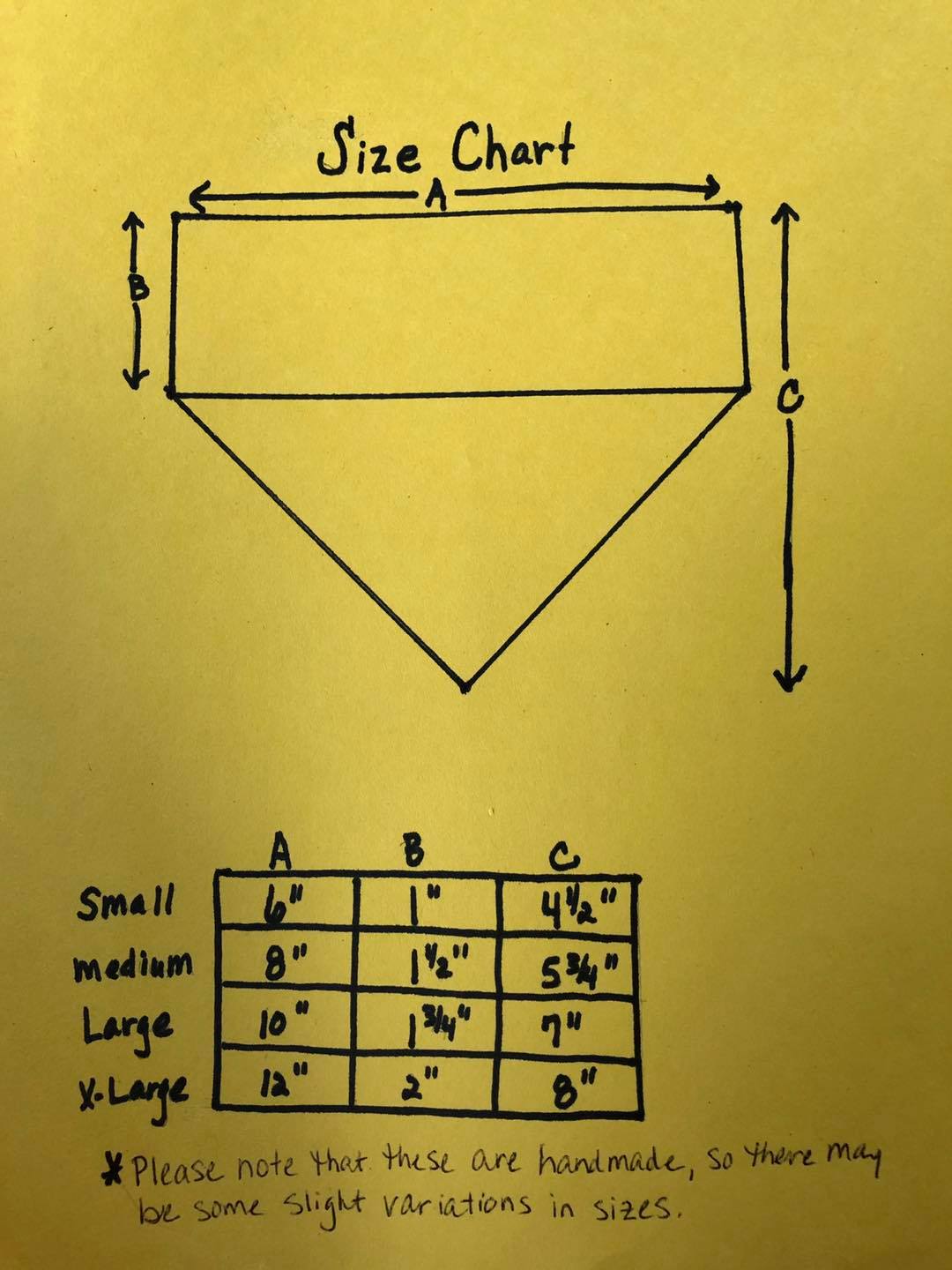 A size chart for your reference. - Bandanas by Brynna
