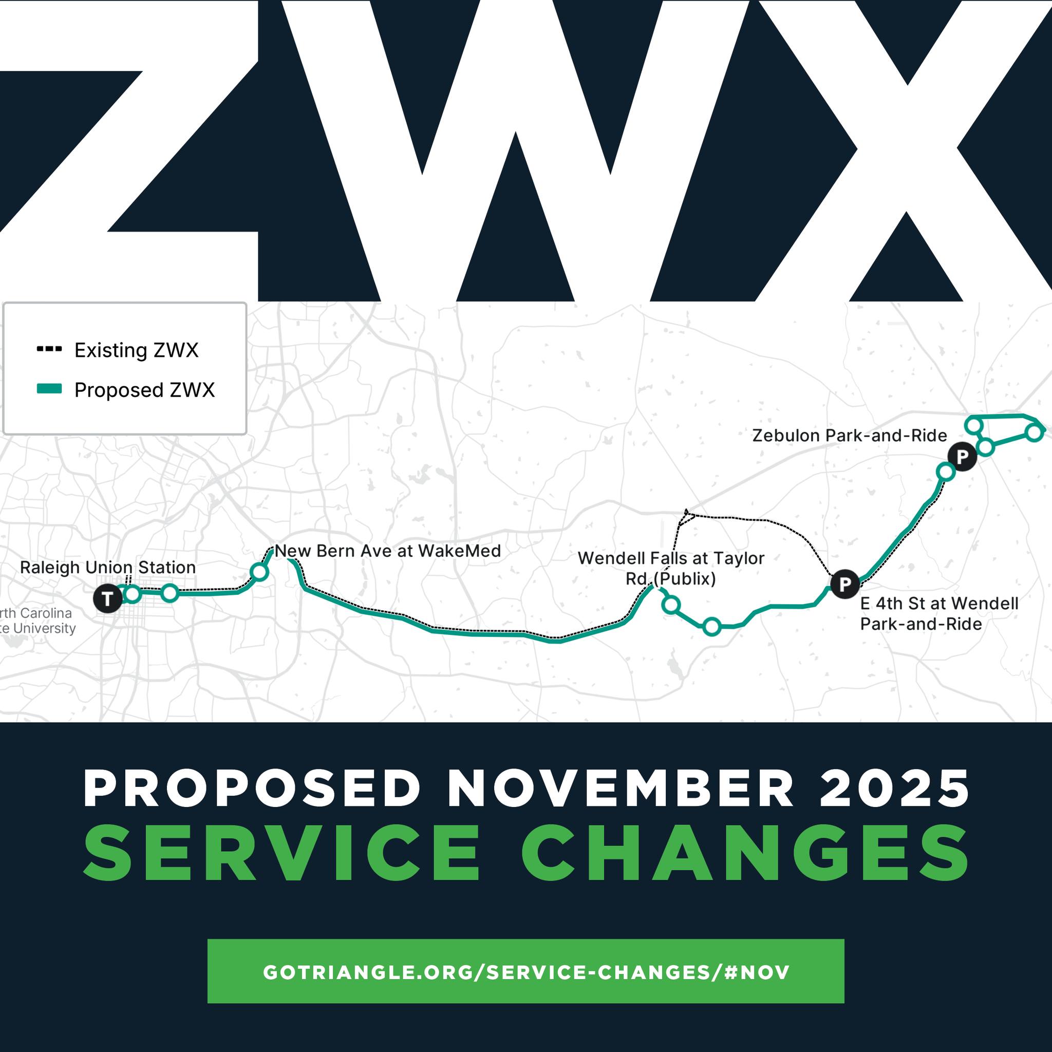 GoTriangle - 🚨 Proposed Nov. Service Changes – Route ZWX!... | Facebook