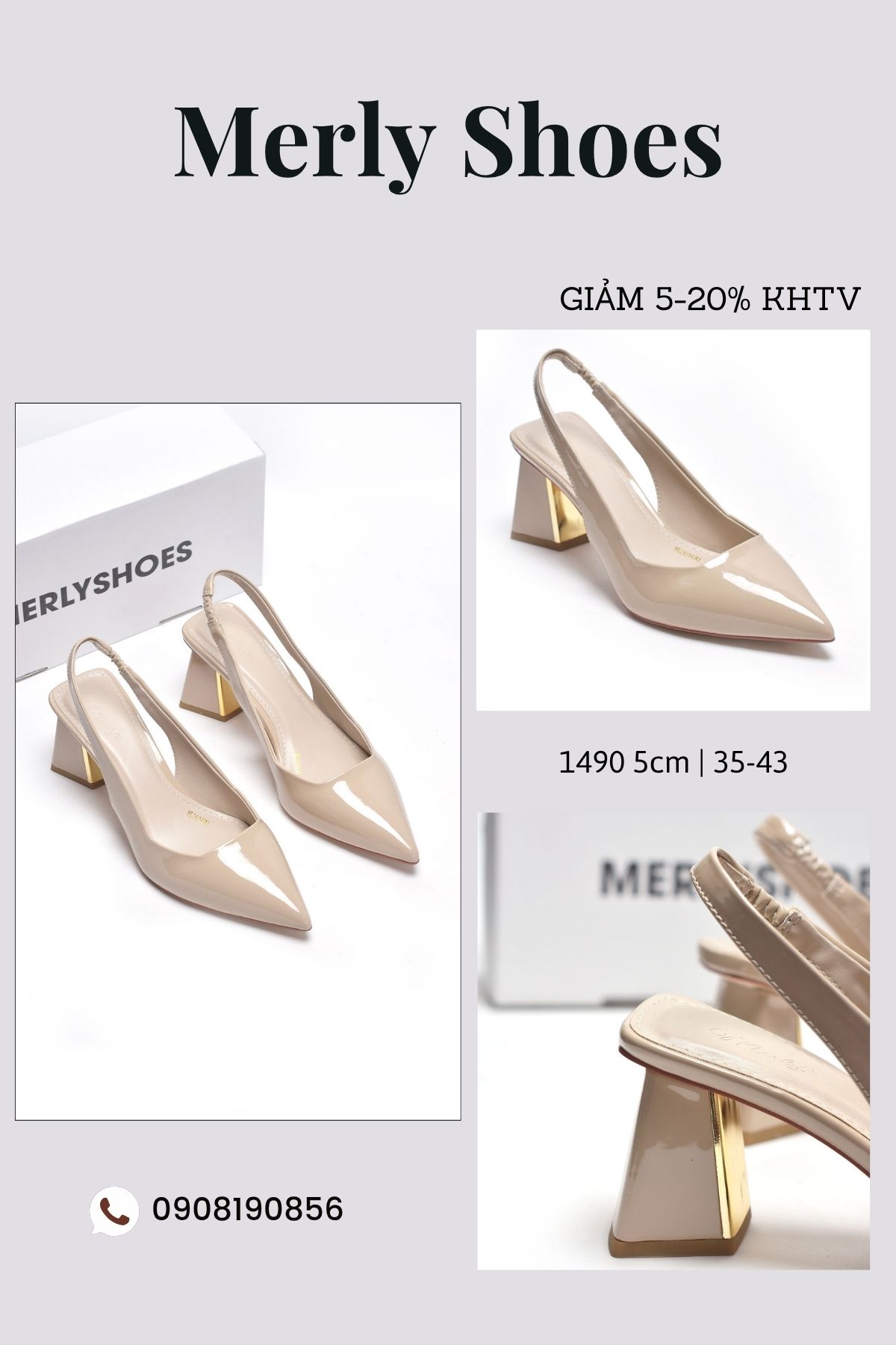 Giày - Giày cao gót mũi nhọn #6cm, đế vuông êm chân, em này mang đi ...