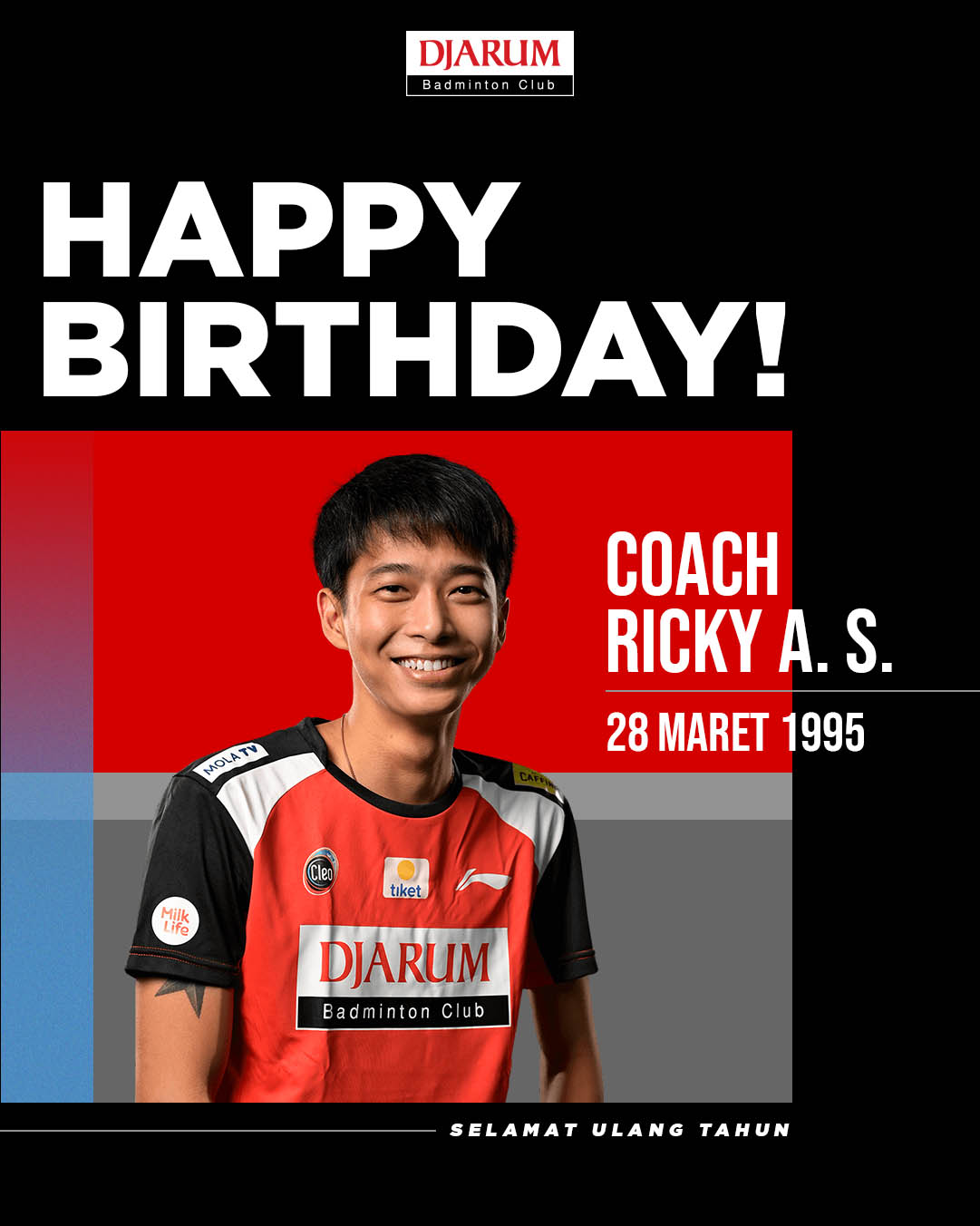 PB - Happy birthday, Coach Ricky! Panjang umur, sehat selalu, dan ...