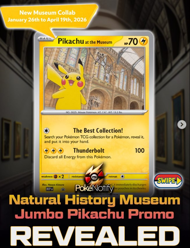 Jumbo Pikachu promo with Natural History Museum