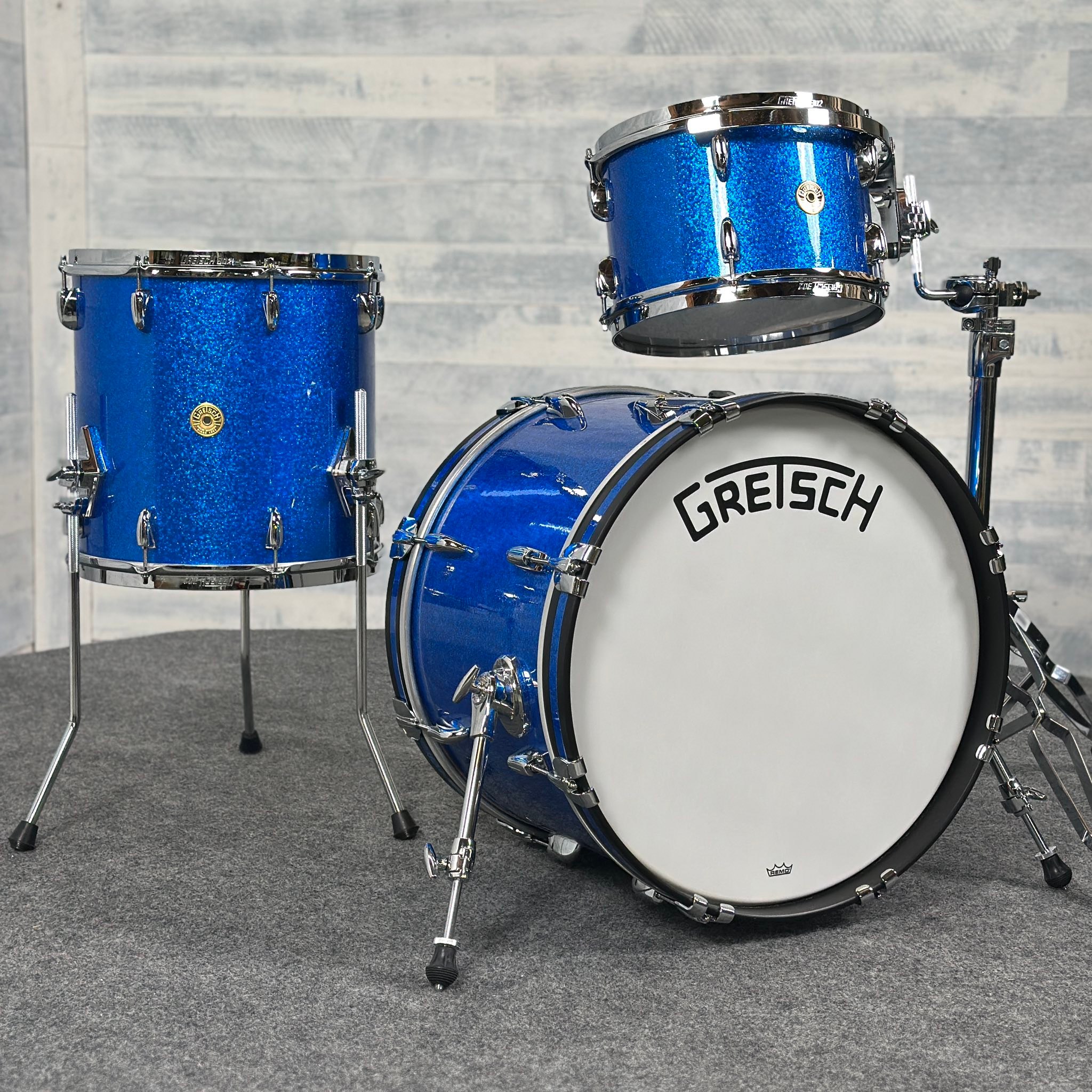 This Blue Sparkle Gretsch Drums Broadkaster is turning heads at the shop 12x8, 14x14, 20x14 https drumcenternh com products gretsch-broadkaster -3pc-drum-set-20-12-14-blue-sparkle