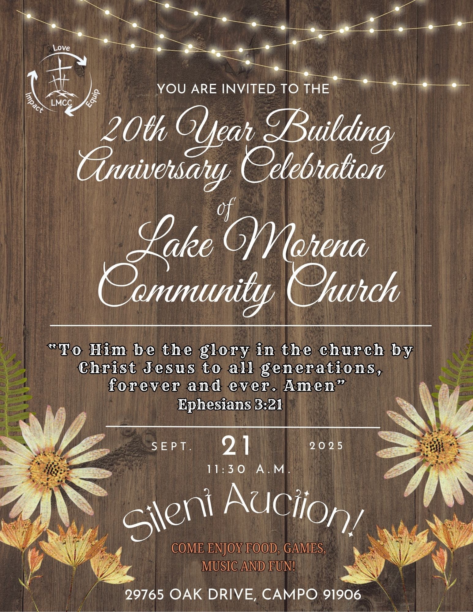 LMCC - You’re Invited! 20 Year Building Anniversary Lake Morena ...