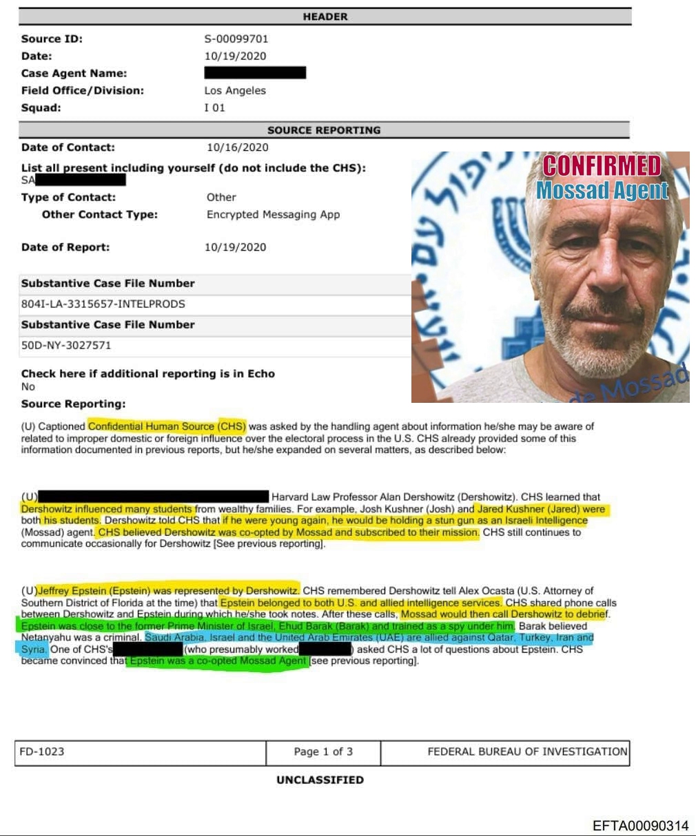 A newly surfaced FBI CHS Reporting Document included in the  