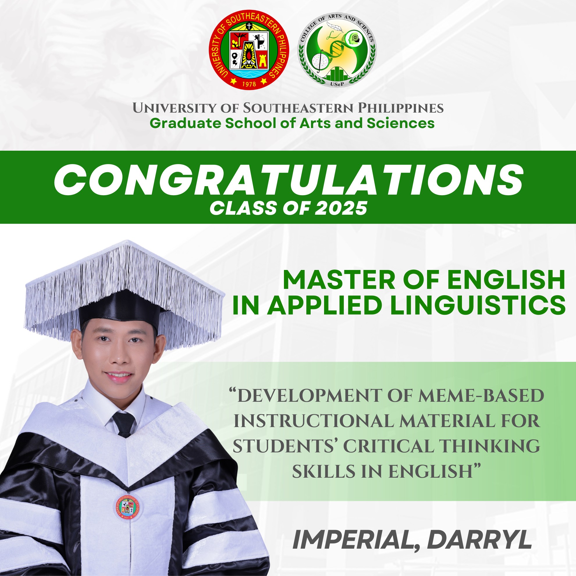 USeP - [𝐅𝐄𝐋𝐈𝐂𝐈𝐓𝐀𝐓𝐈𝐎𝐍𝐒!] The Graduate School of Arts and Sciences would ...