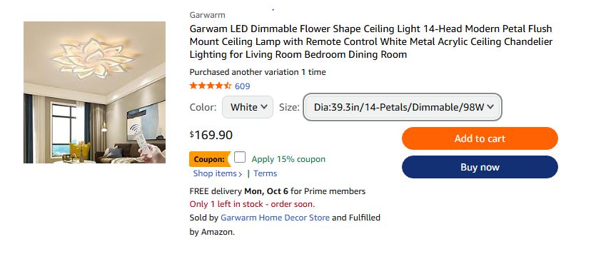 Garwan LED Dimmable Flower Shape Celiing Light 14-Head - Chandeliers ...