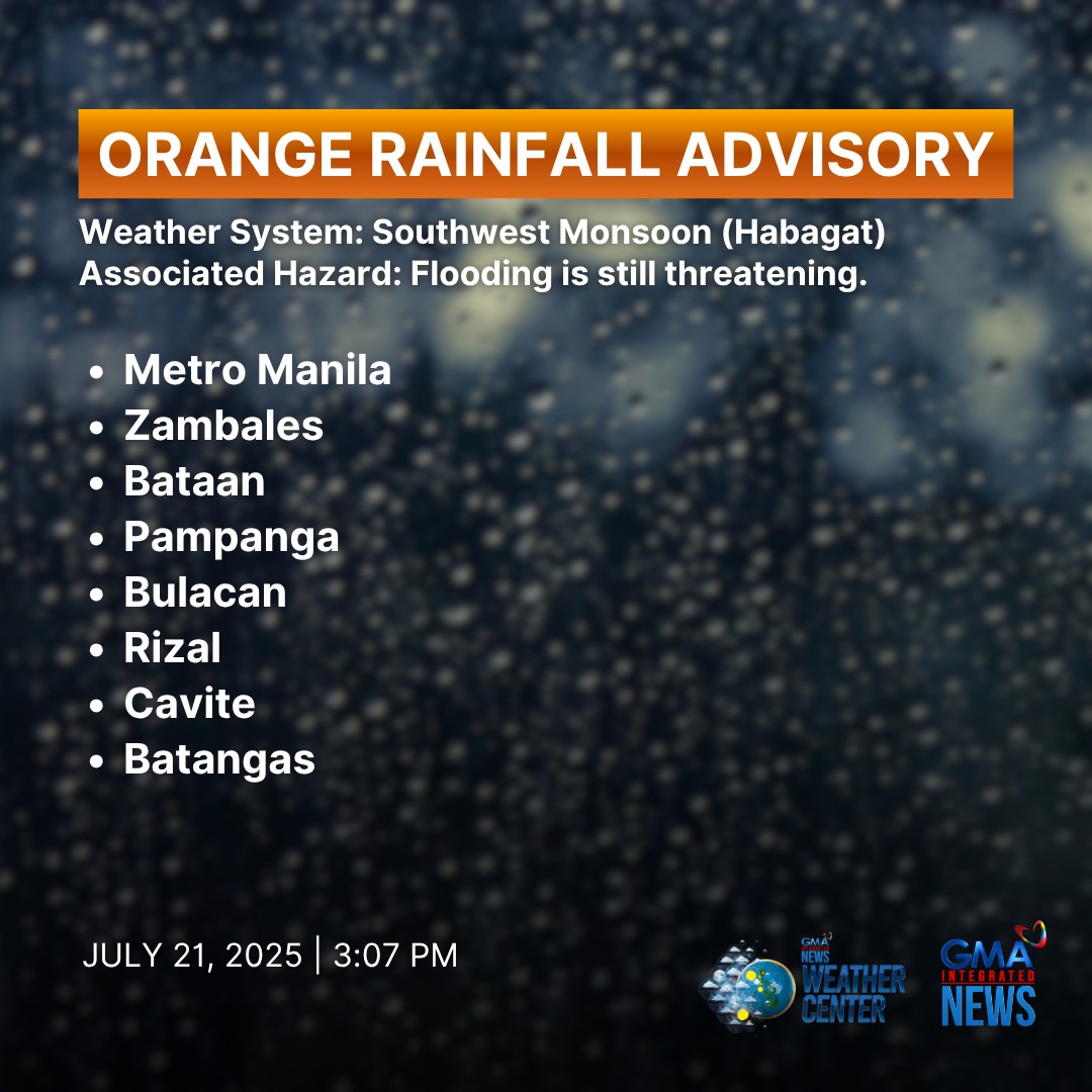 GMA - State weather bureau PAGASA has issued an orange rainfall warning ...