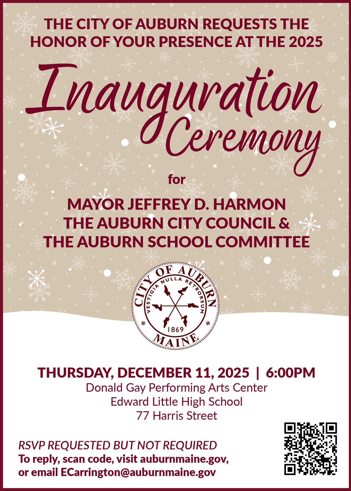 City - The City of Auburn requests to honor of your presence at the ...