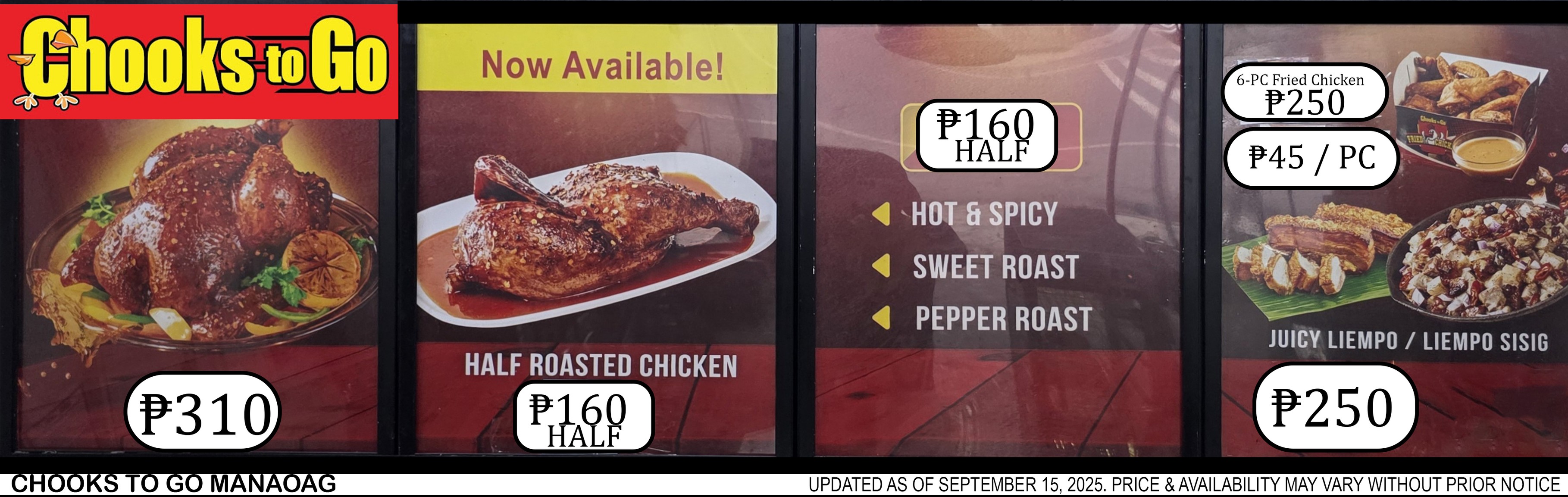 CHOOKS TO GO MANAOAG MENU Updated as... - On The Go Manaoag | Facebook