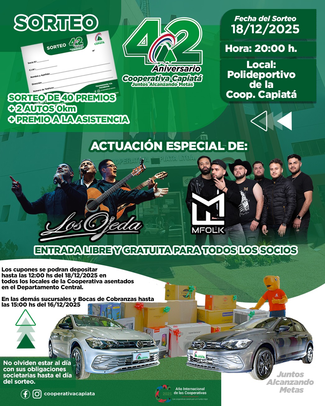 Cooperativa - 🎉 ¡ATENCIÓN SOCIOS! 🥳 La fecha de nuestro Sorteo 42 ...