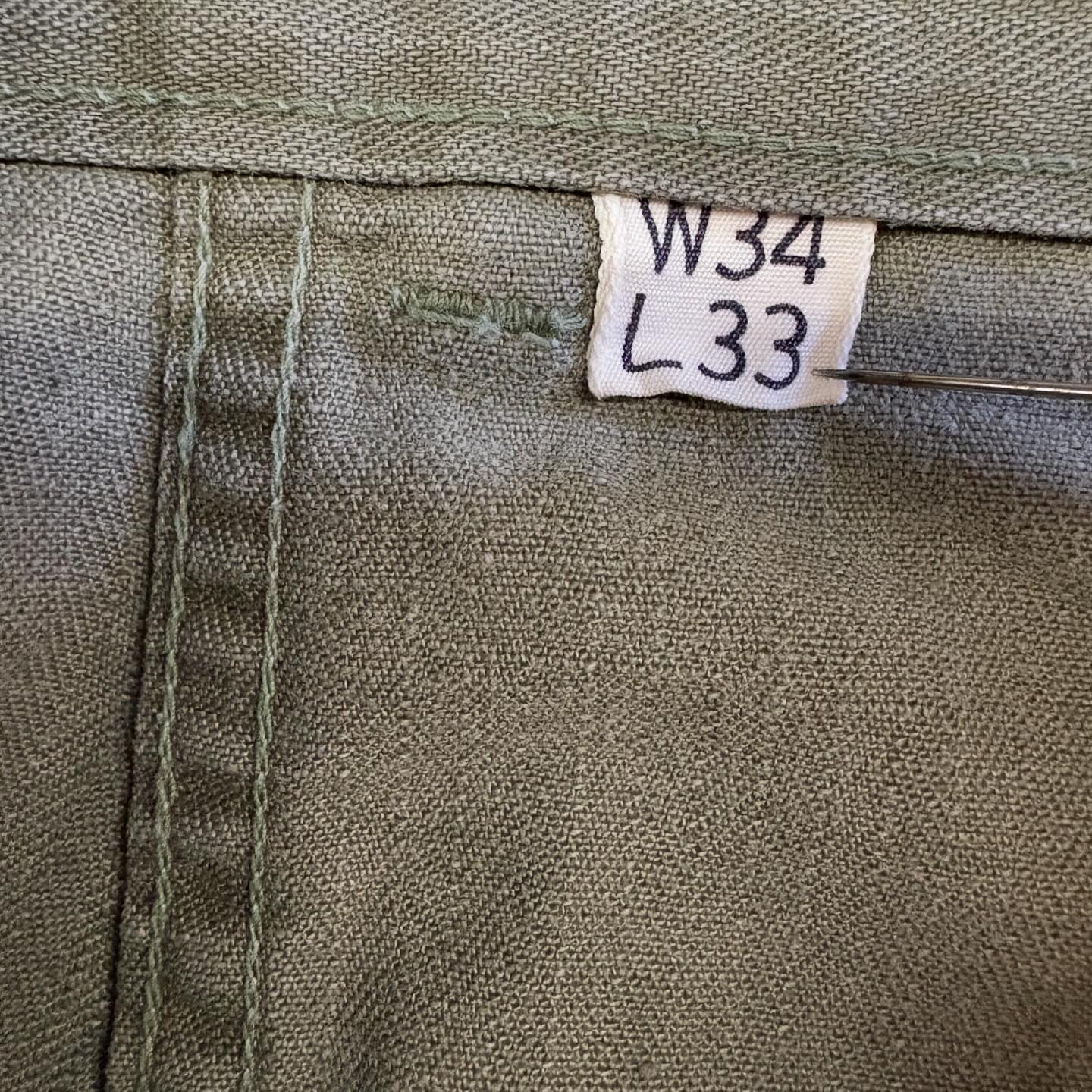 Original 1940s U.S. ARMY M-43 HBT Pants, 13 Star - Metal Buttons w 