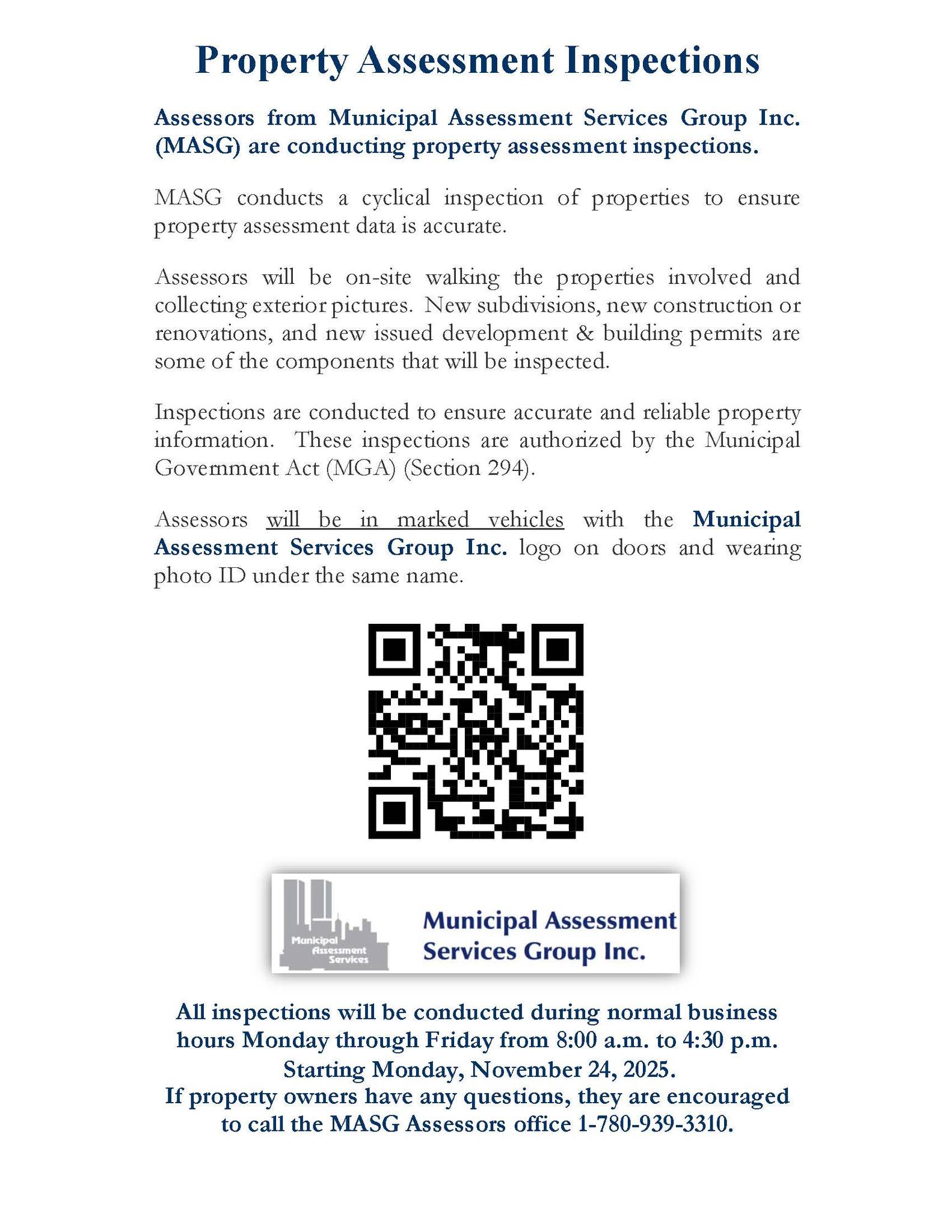 Village - Property Assessment Inspections are in process. Assessors ...