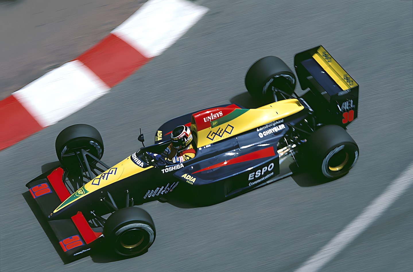Aguri Suzuki drives Larrousse Lola LC90 at 1990 Belgian GP