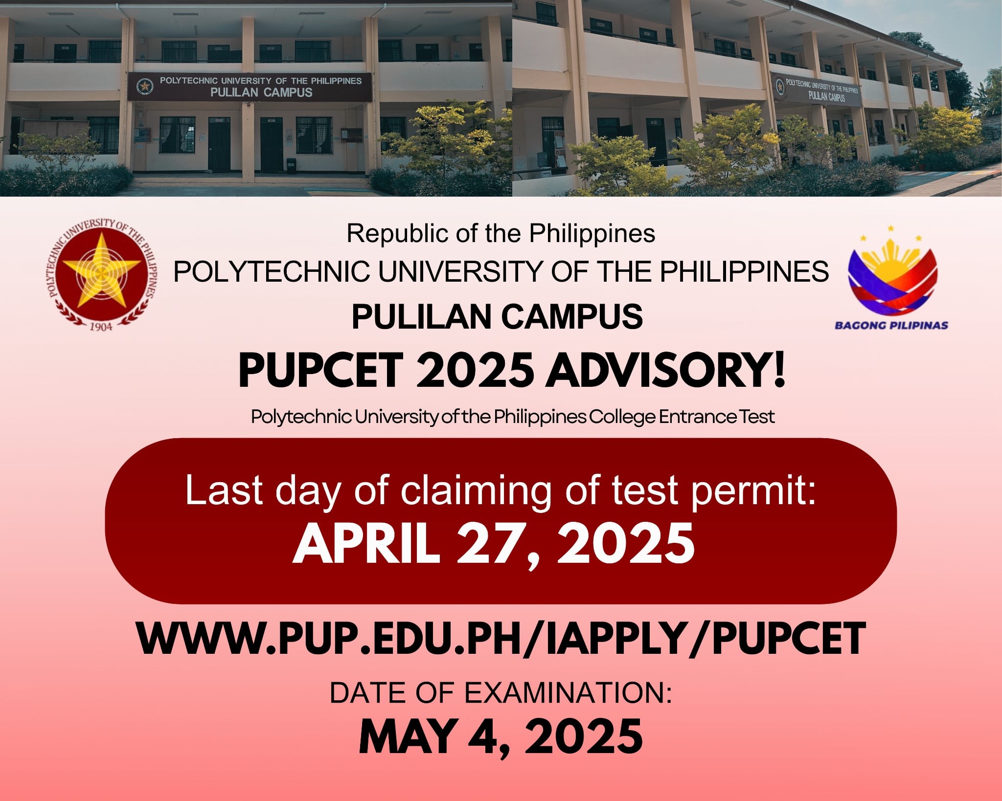 PUP - 𝗣𝗨𝗣𝗖𝗘𝗧 𝟮𝟬𝟮𝟱 𝗔𝗗𝗩𝗜𝗦𝗢𝗥𝗬 Heads up, future Iskolar ng Bayan! The last ...