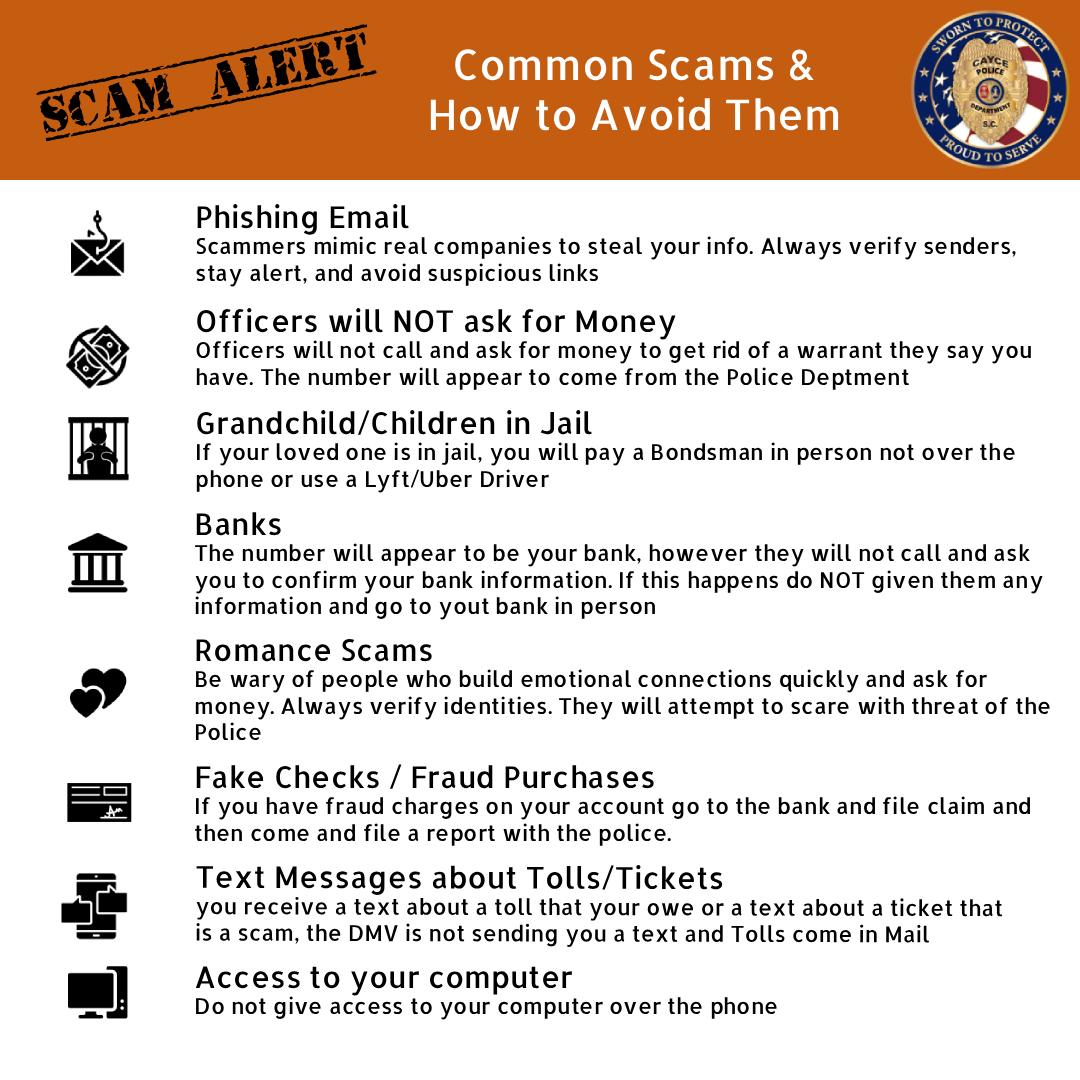 City - 🚨 SCAM & FRAUD ALERT 🚨 The Cayce Police Department has seen an ...