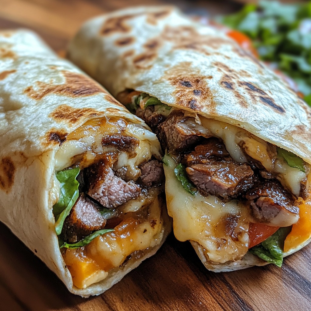 Recette - Wrap au steak et au fromage fondant Ingrédients (pour 2 wraps ...