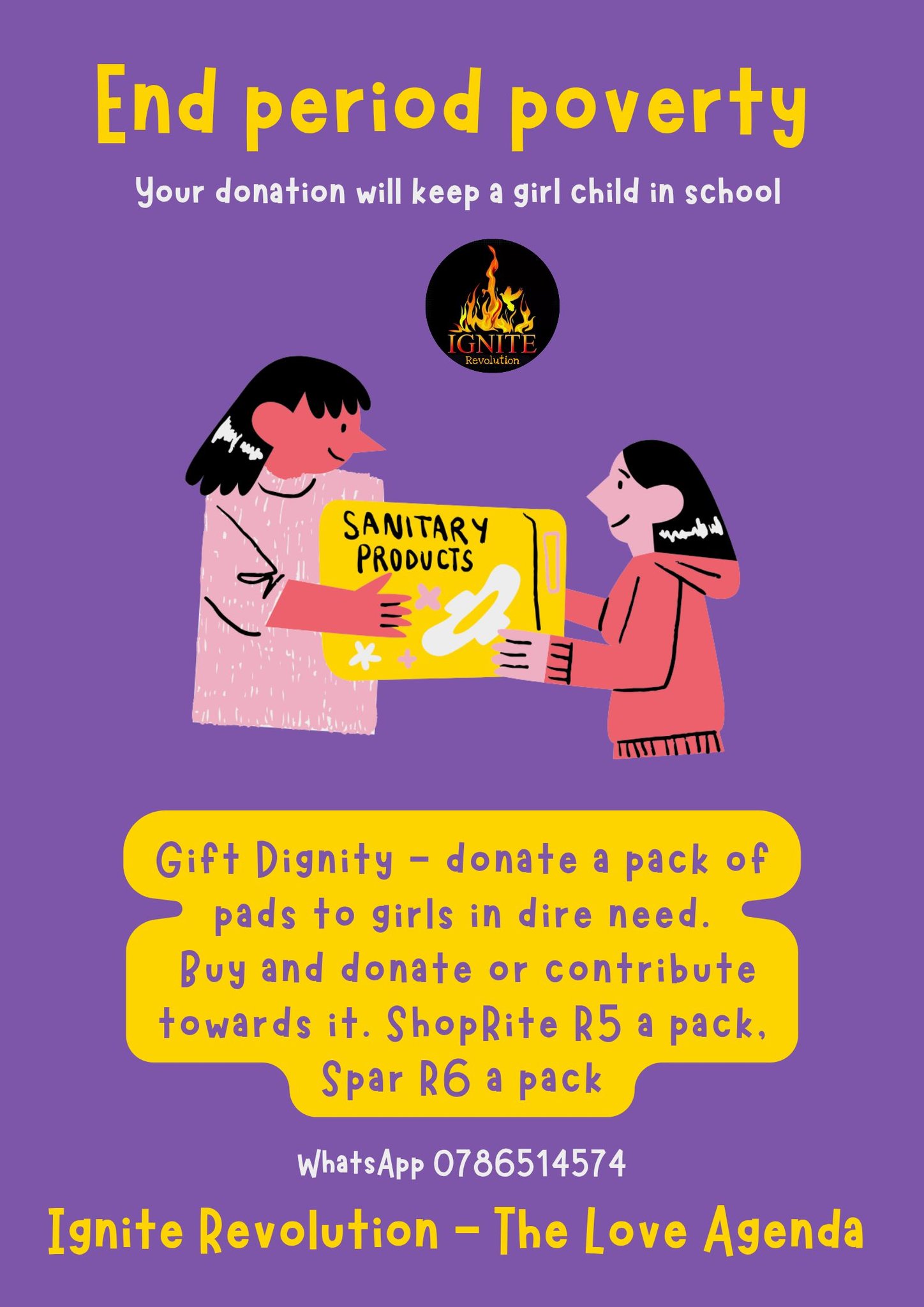 Ignite - We need your help, schools have been requesting for sanitary ...