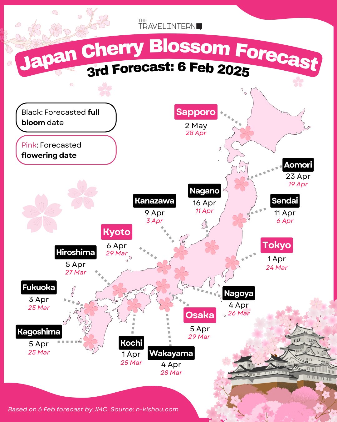 🌸 Yes, the Japan's cherry blossom forecast for 2026 is out! Where
