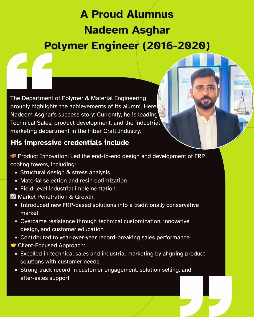 Department - Proud Alumnus Spotlight Nadeem Asghar 🎓 Batch 2016–2020 ...