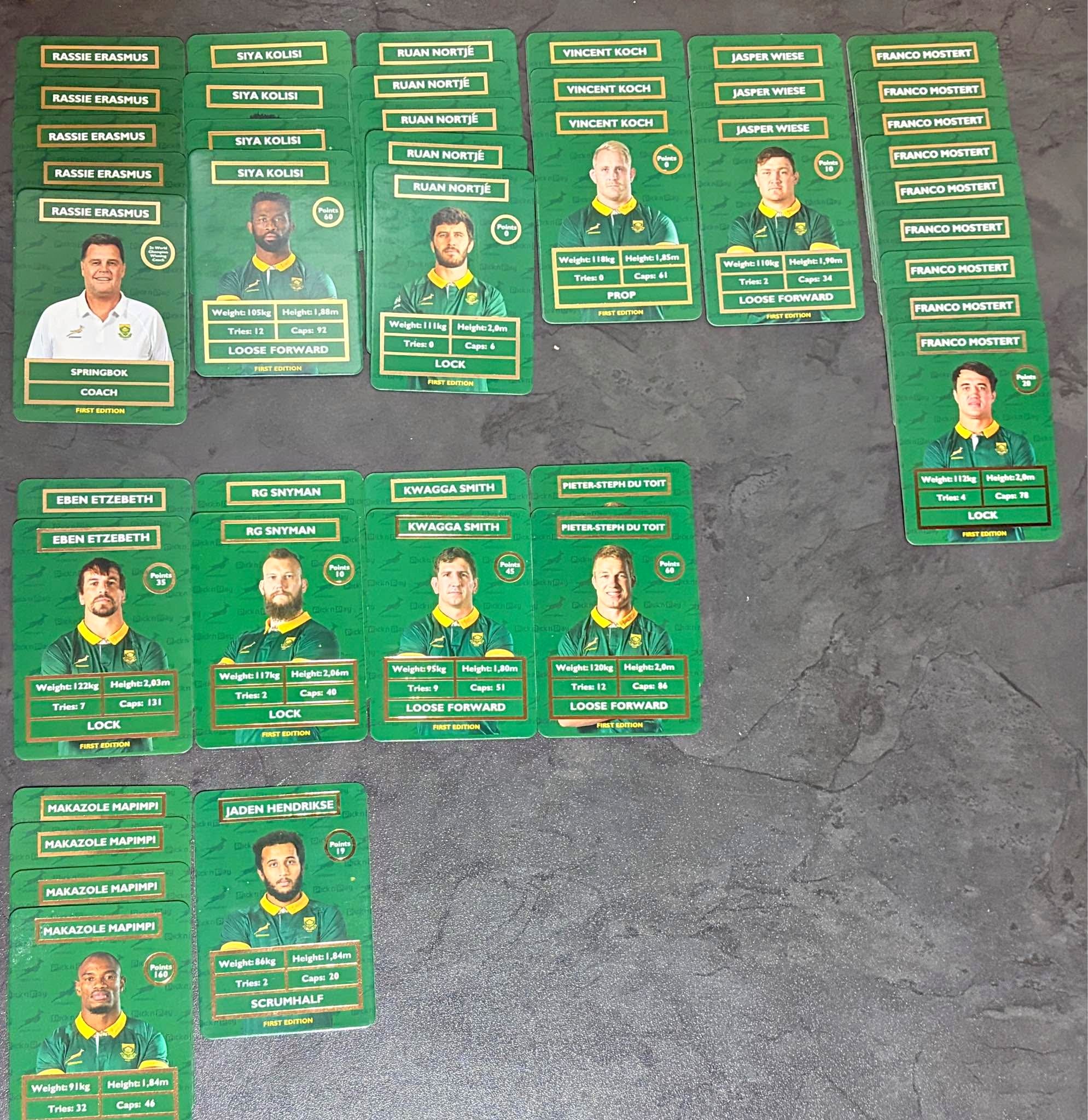 Springbok PnP Rugby Cards - Sports Trading Cards - Port Elizabeth ...