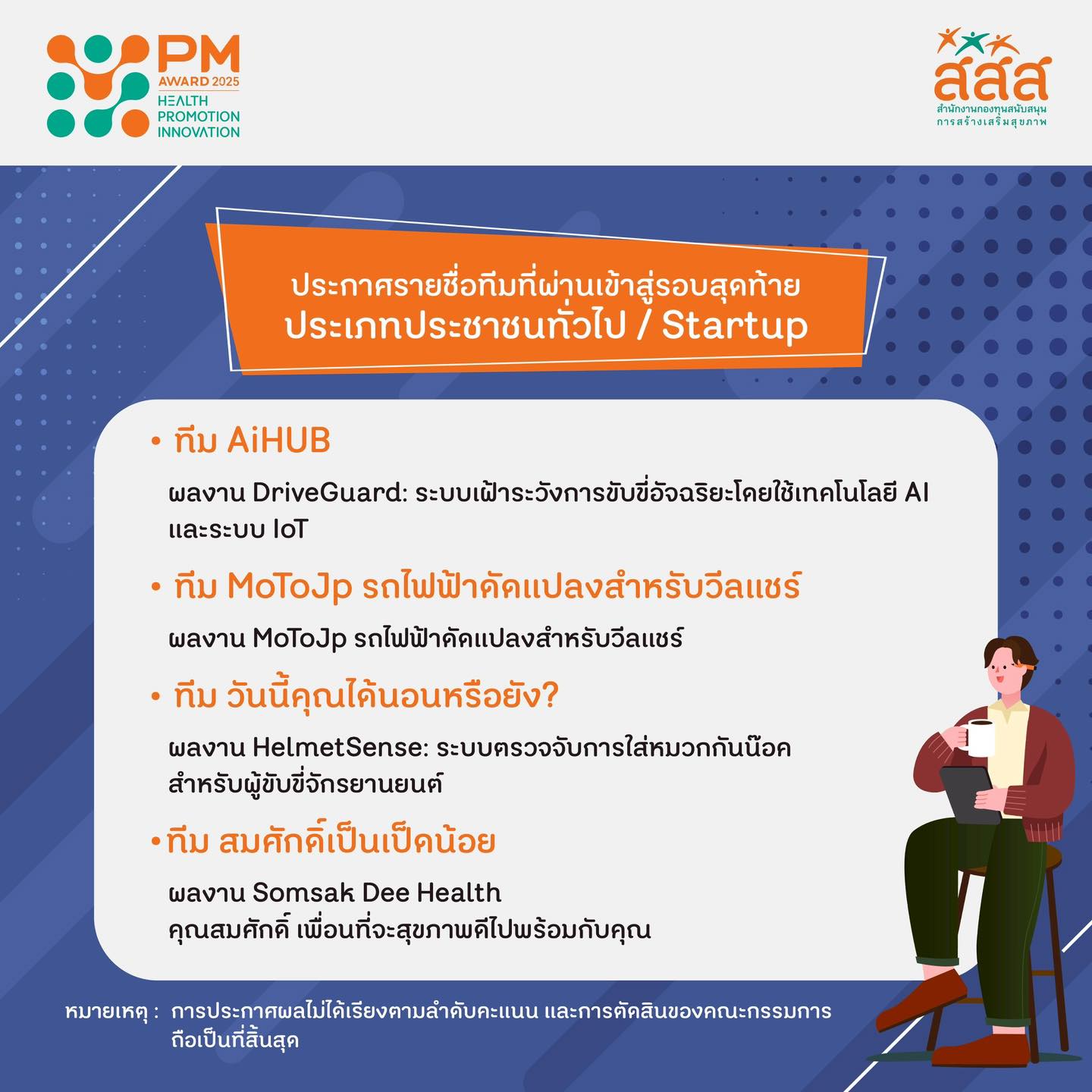 🌟 สำหรับทีมที่ผ่านเข้ารอบ... - PM Health Promotion Inno Award | Facebook