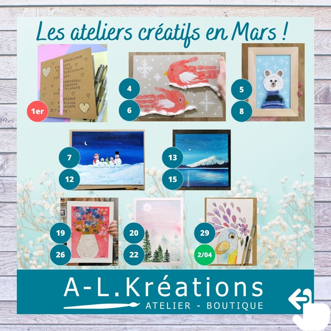 A-L.Kréations - 🖌🎨 ️ Les ateliers créatifs du mois de mars... | Facebook